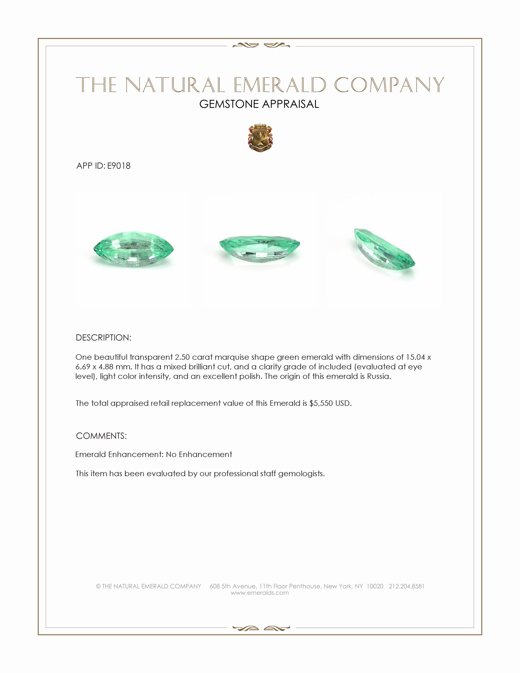 2.50 Ct. Emerald from Russia