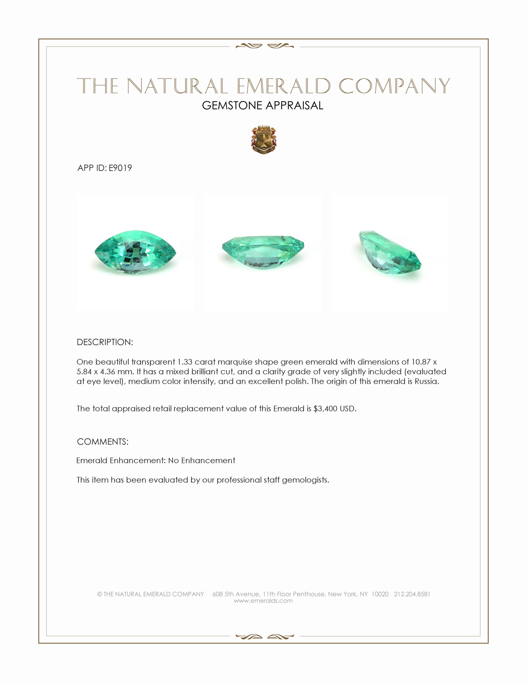 1.33 Ct. Emerald from Russia