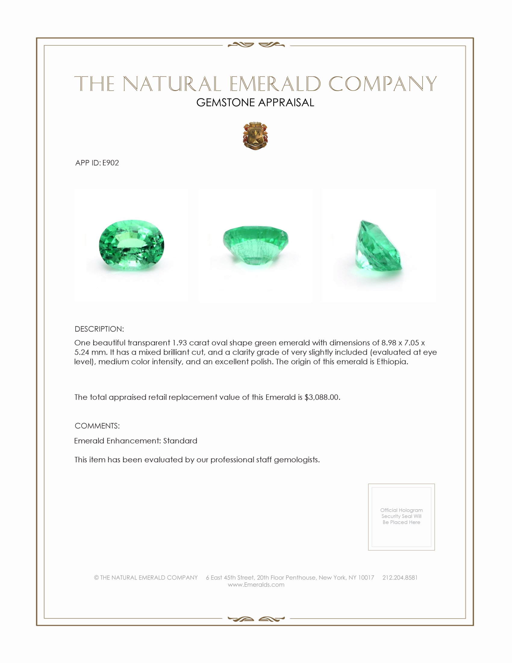 1.93 Ct. Emerald from Ethiopia