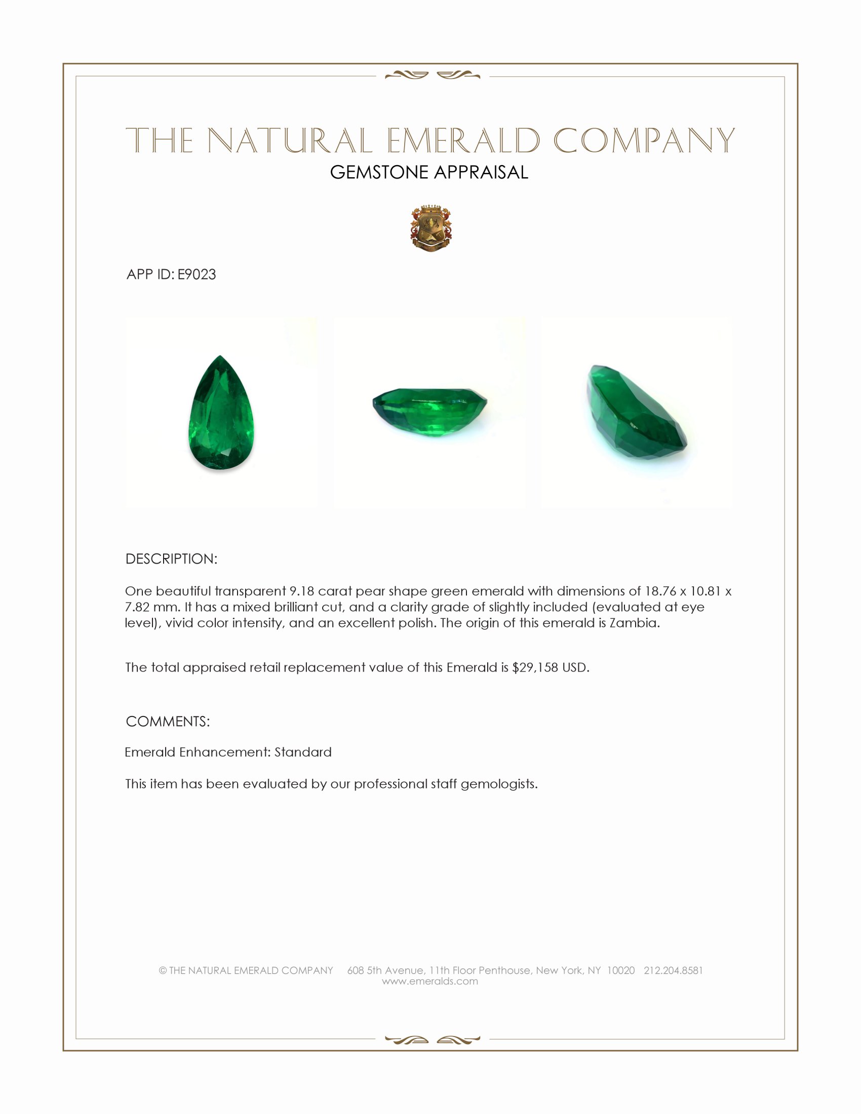 9.18 Ct. Emerald from Zambia