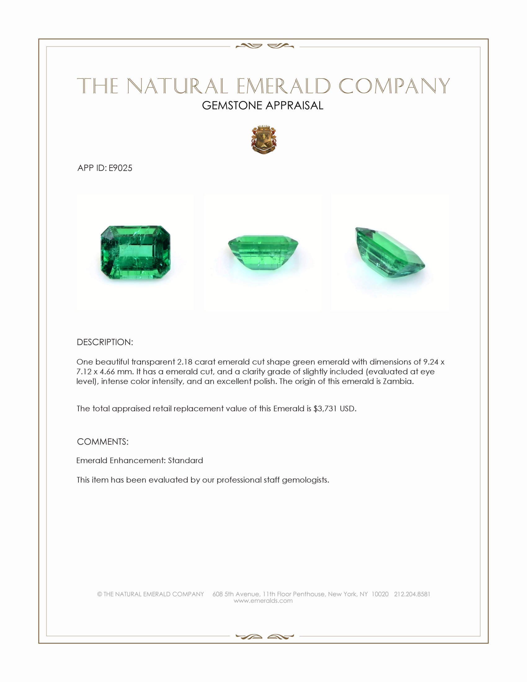 2.18 Ct. Emerald from Zambia