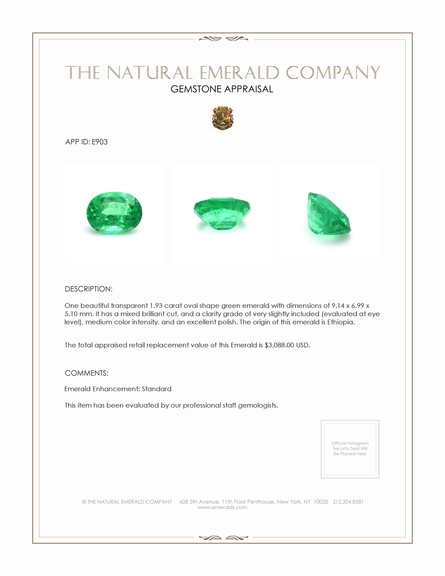 1.93 Ct. Emerald from Ethiopia