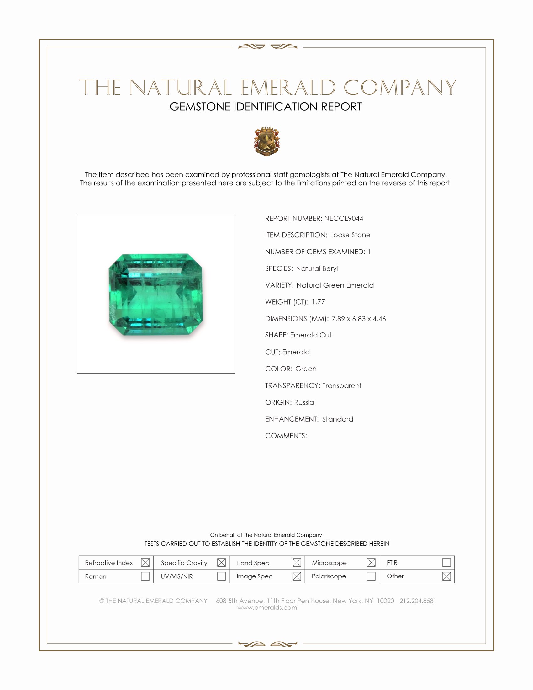 1.77 Ct. Emerald from Russia