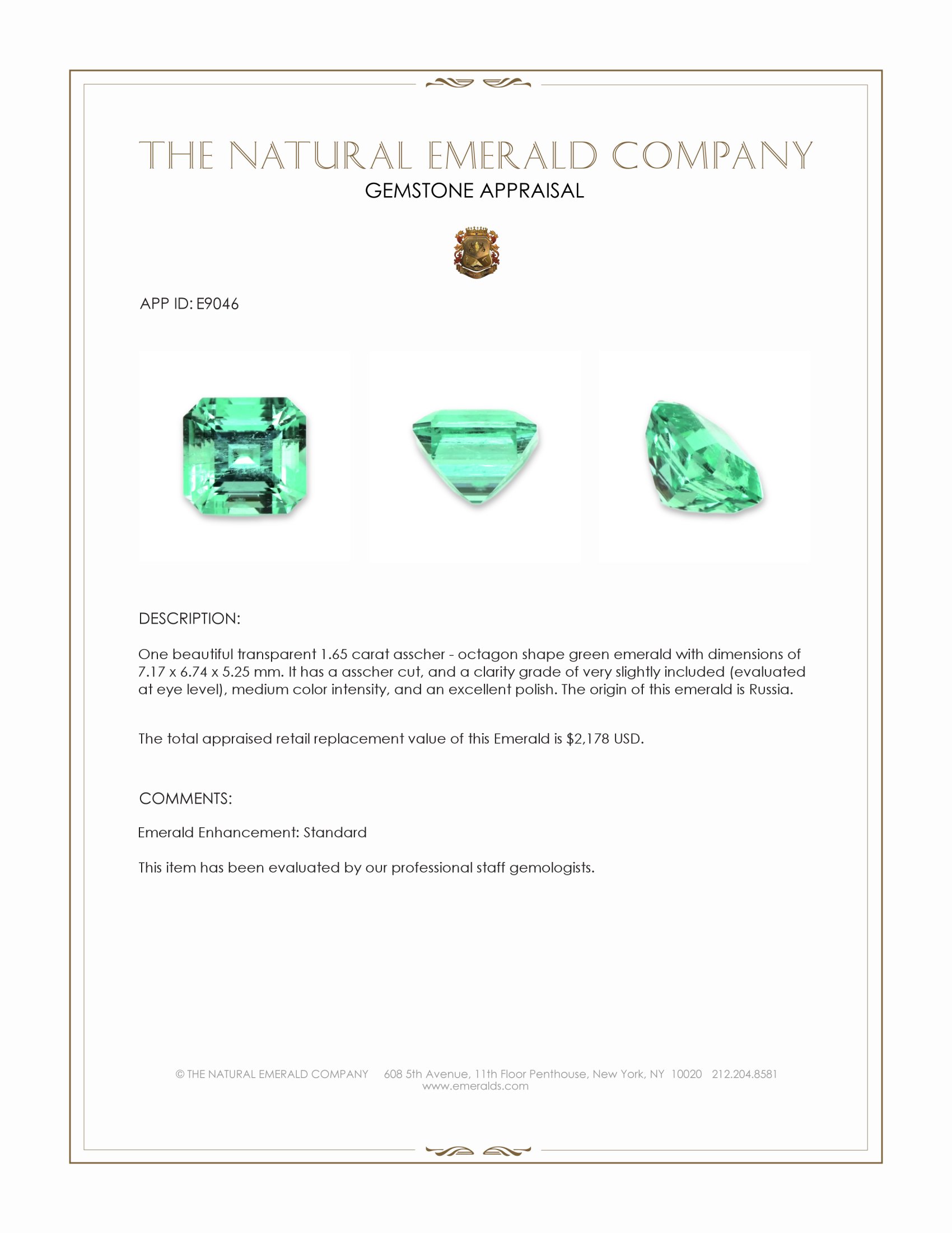 1.65 Ct. Emerald from Russia