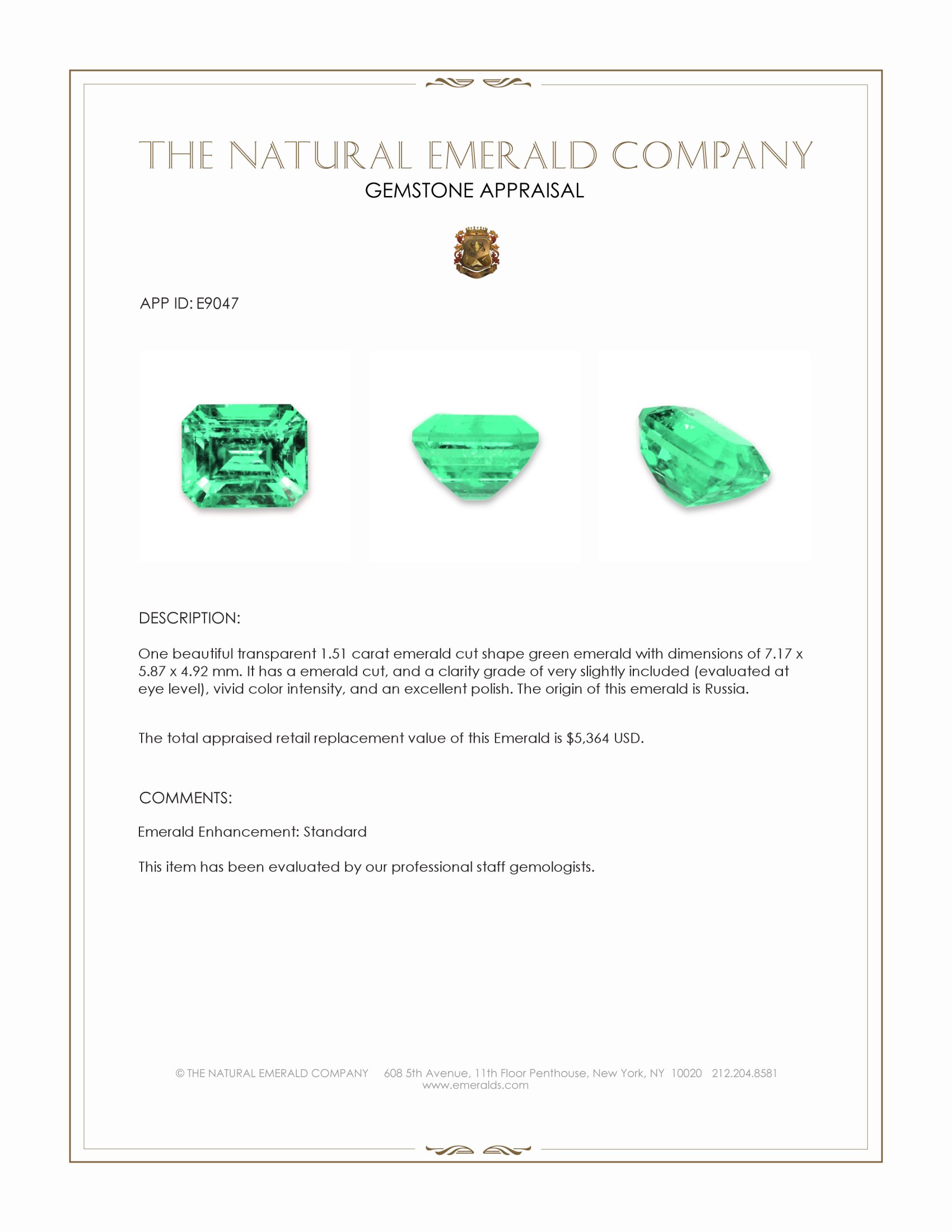 1.51 Ct. Emerald from Russia