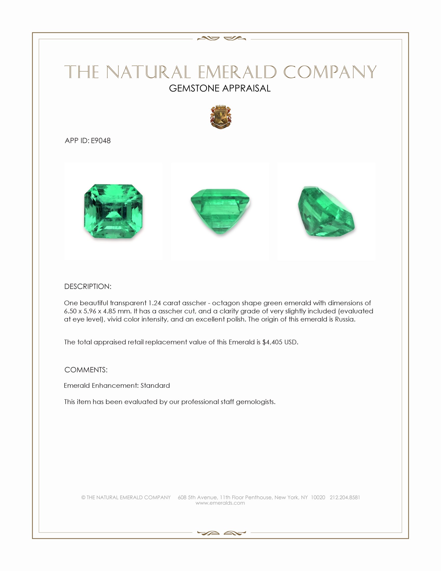 1.24 Ct. Emerald from Russia