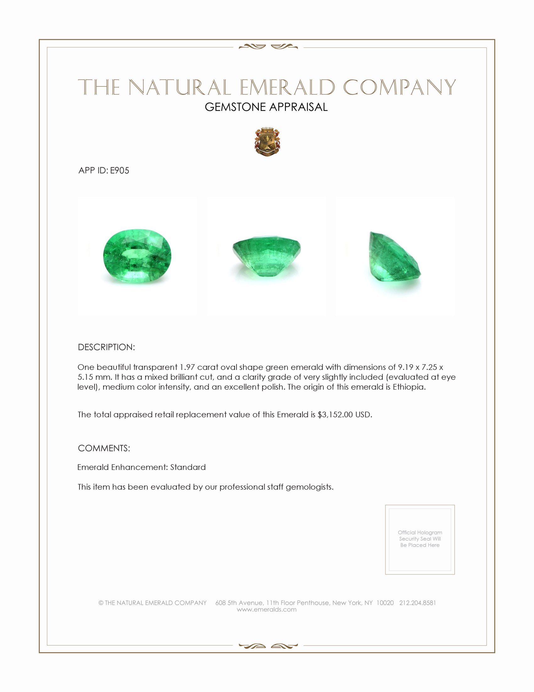 1.97 Ct. Emerald from Ethiopia