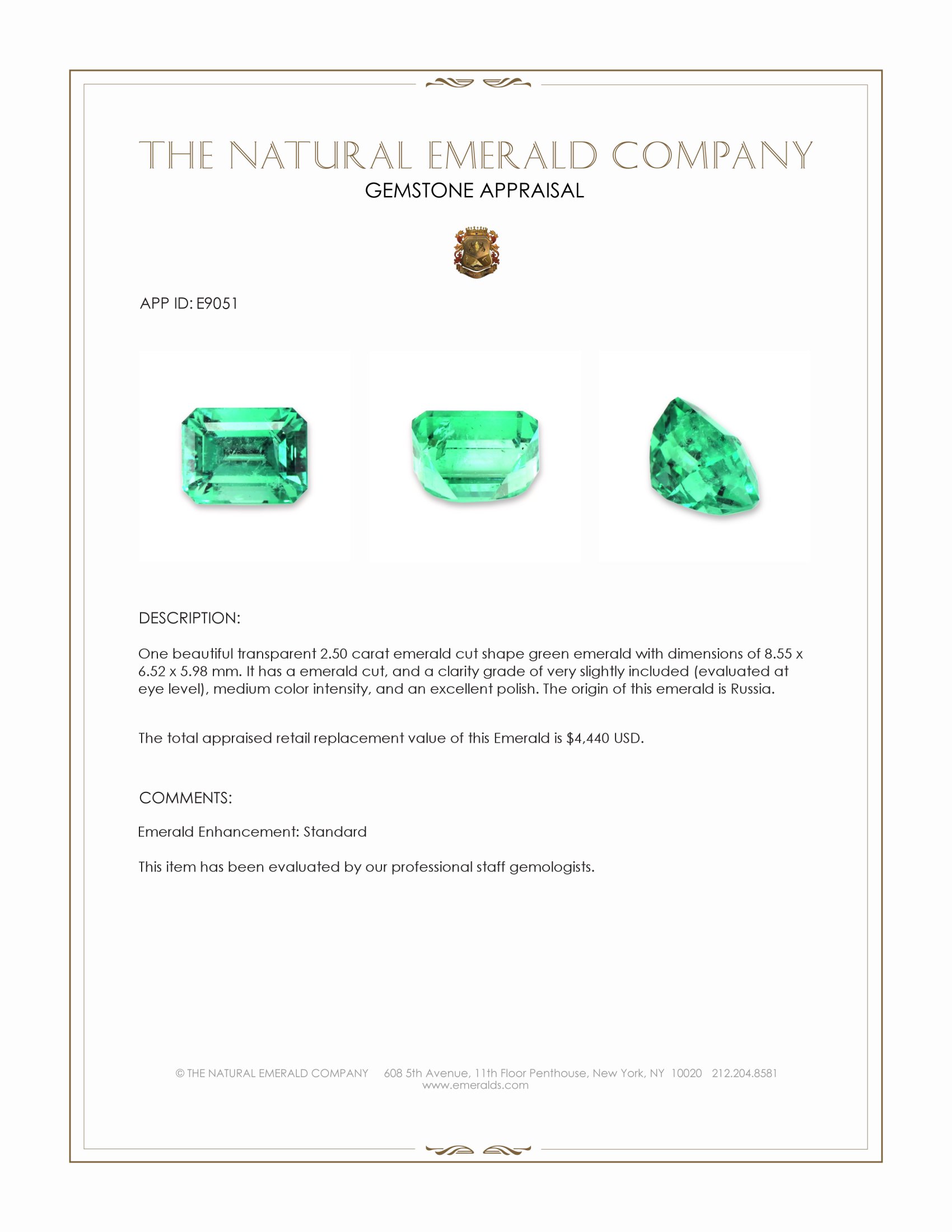 2.50 Ct. Emerald from Russia