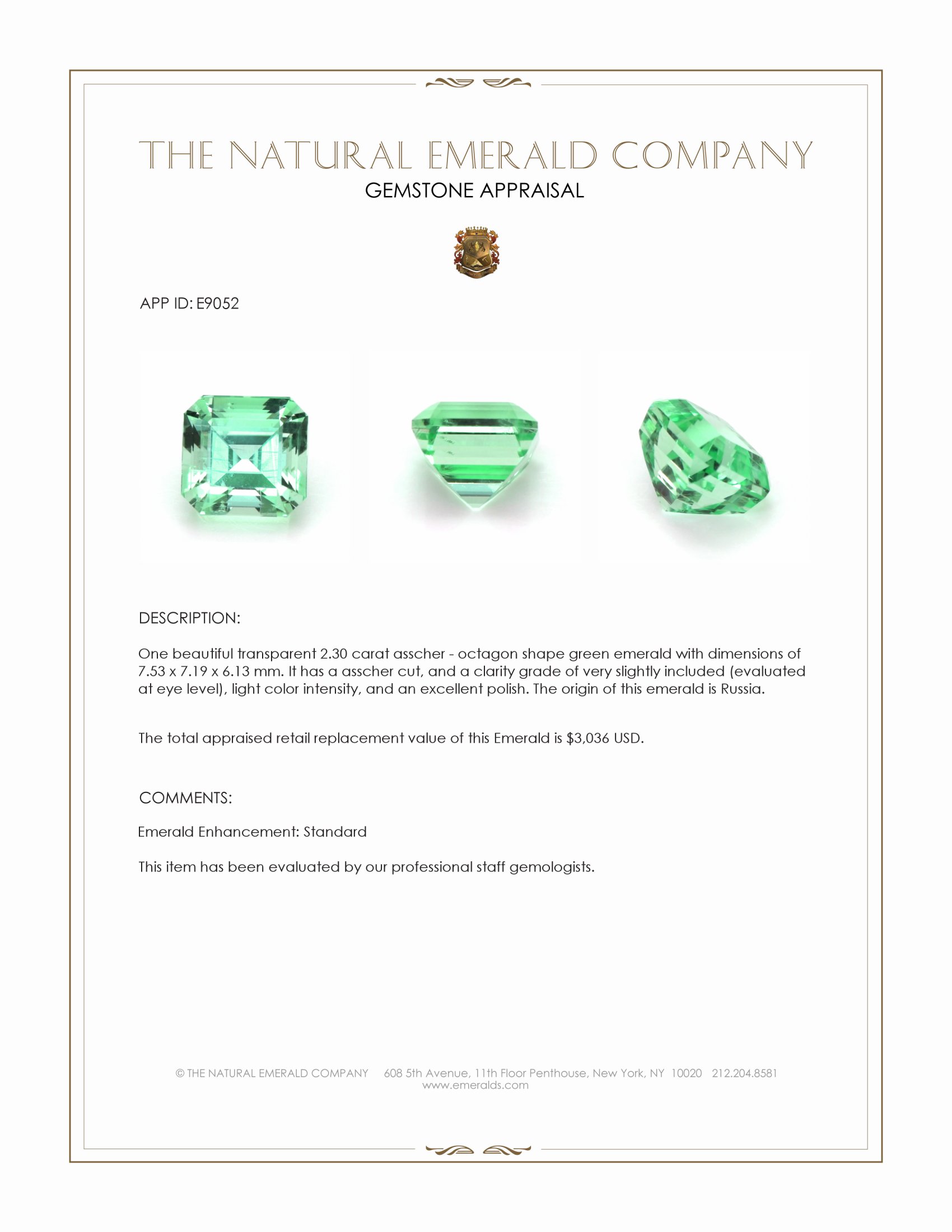 2.30 Ct. Emerald from Russia