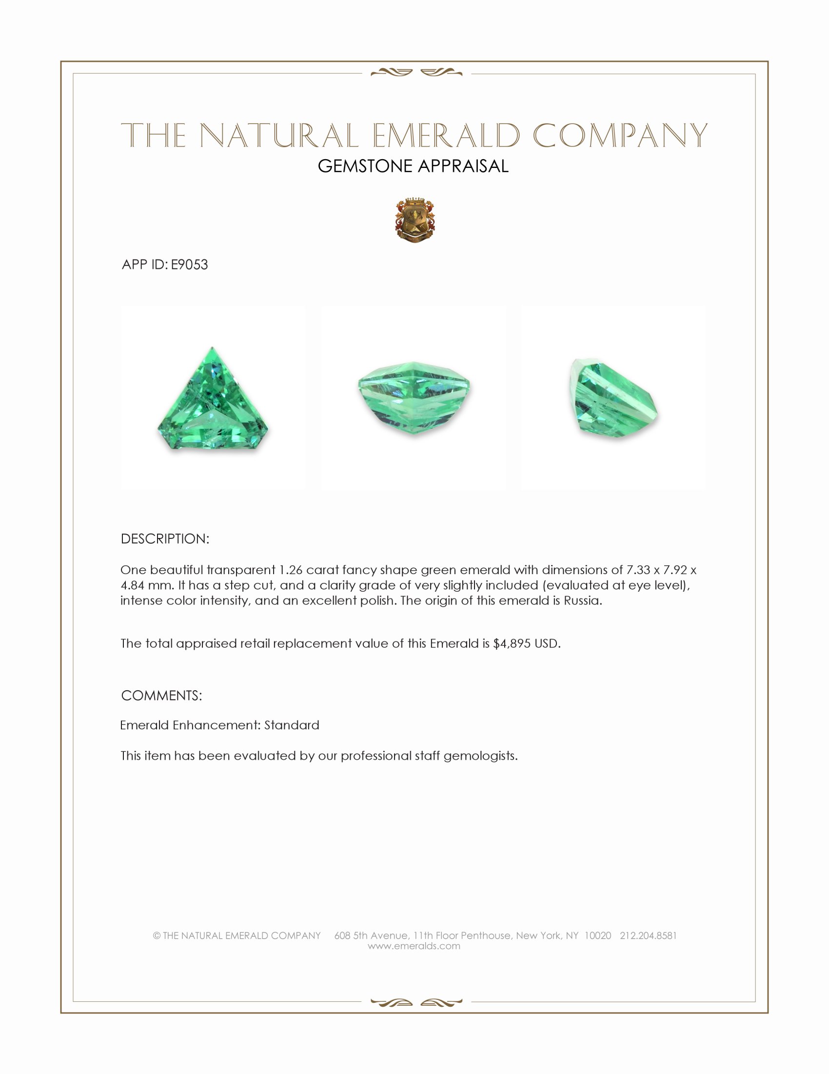 1.26 Ct. Emerald from Russia