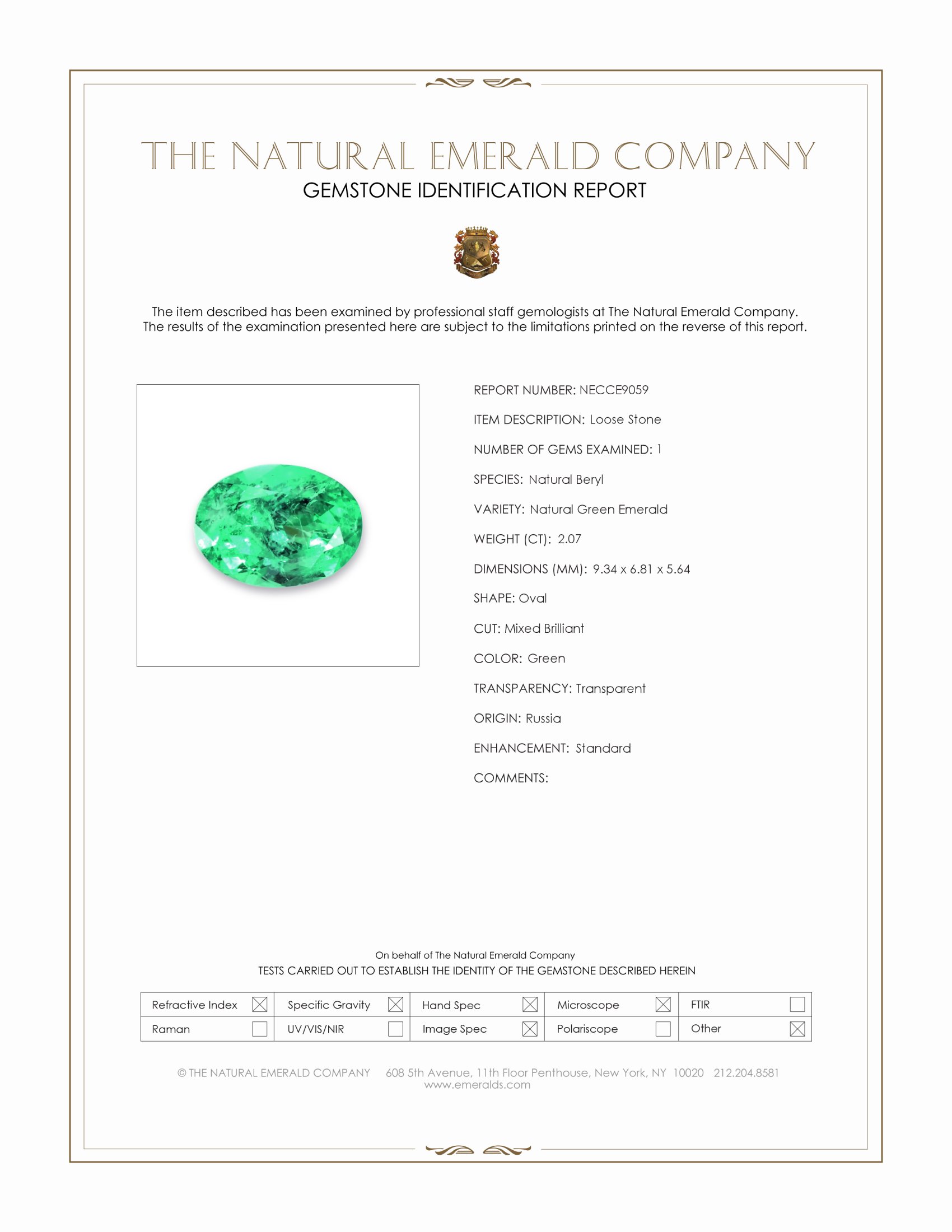 2.07 Ct. Emerald from Russia
