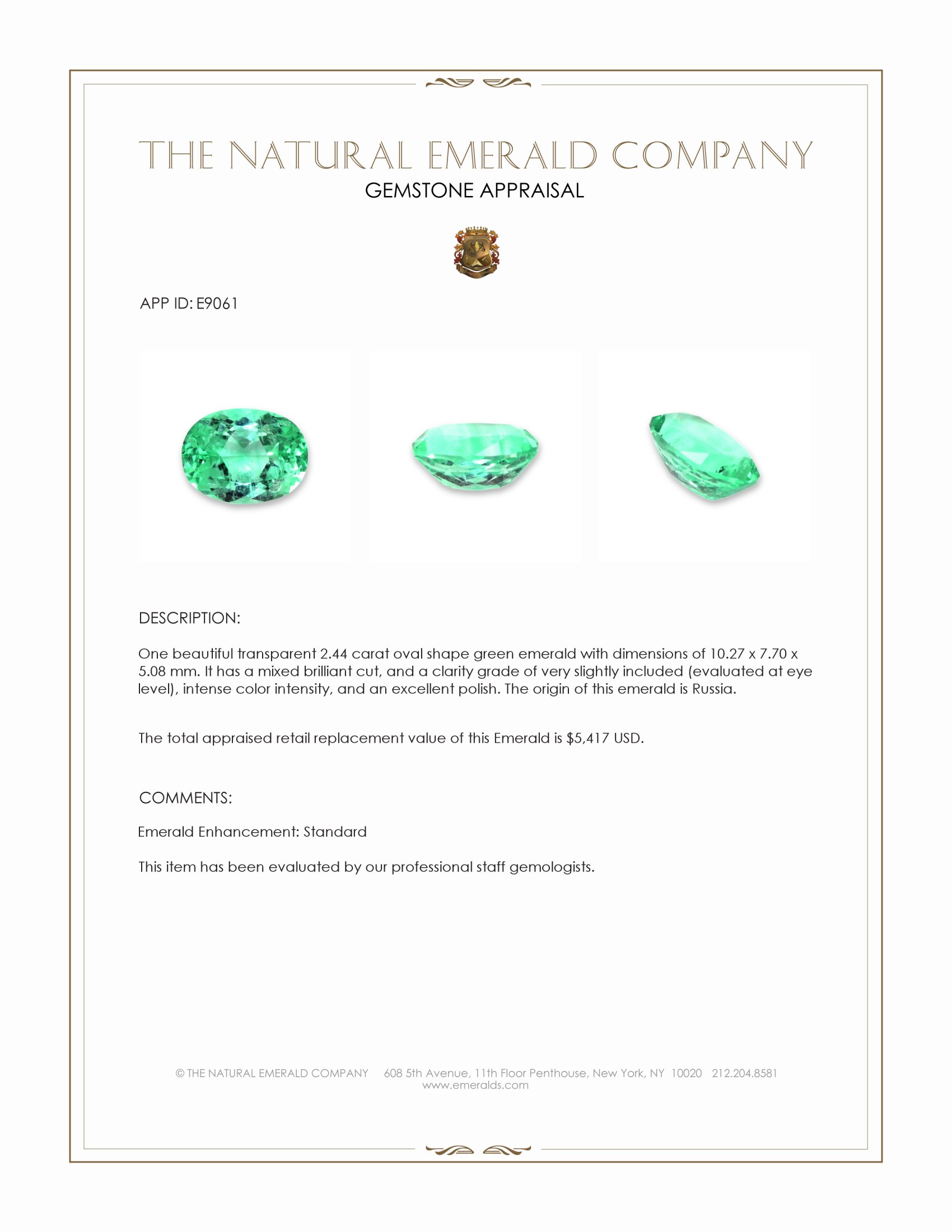 2.44 Ct. Emerald from Russia
