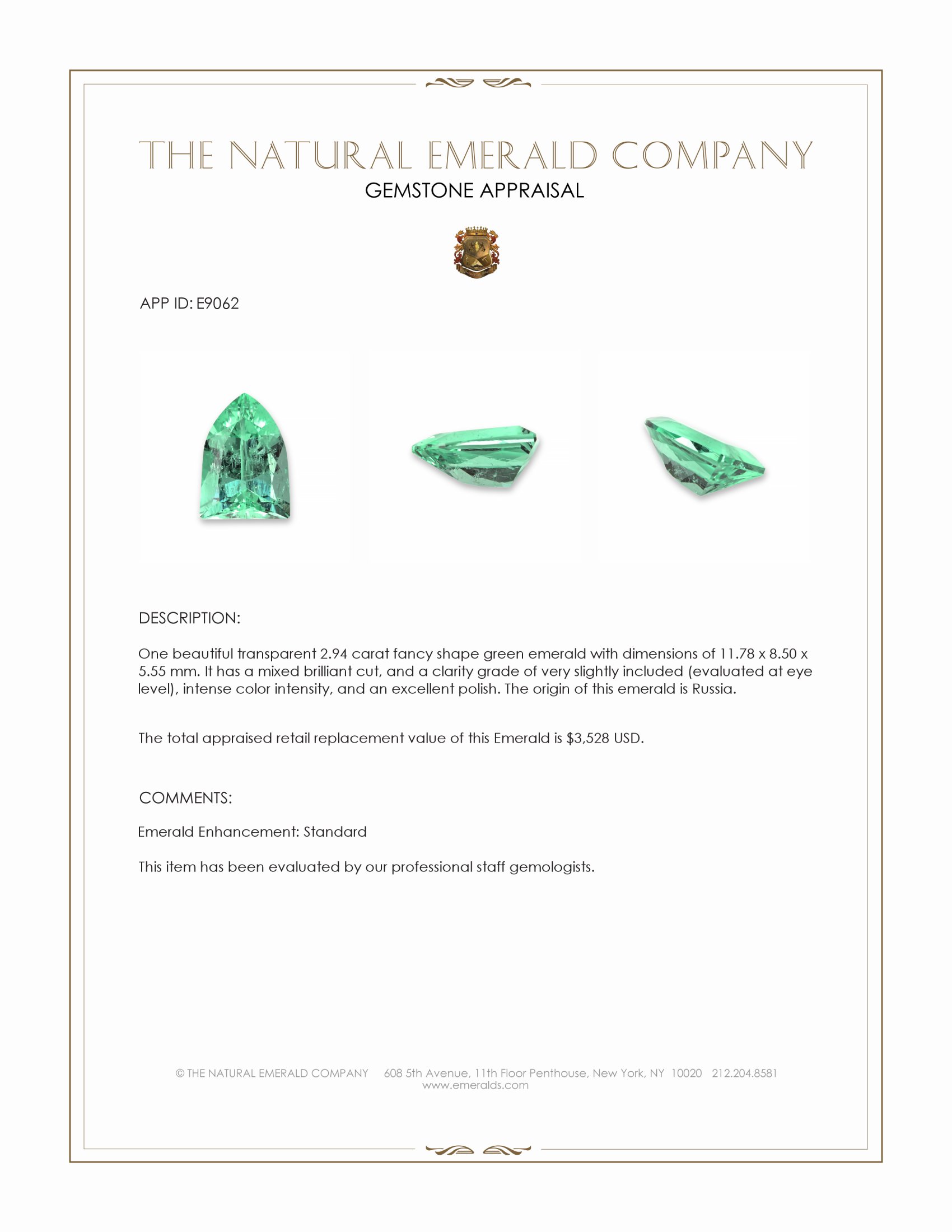 2.94 Ct. Emerald from Russia