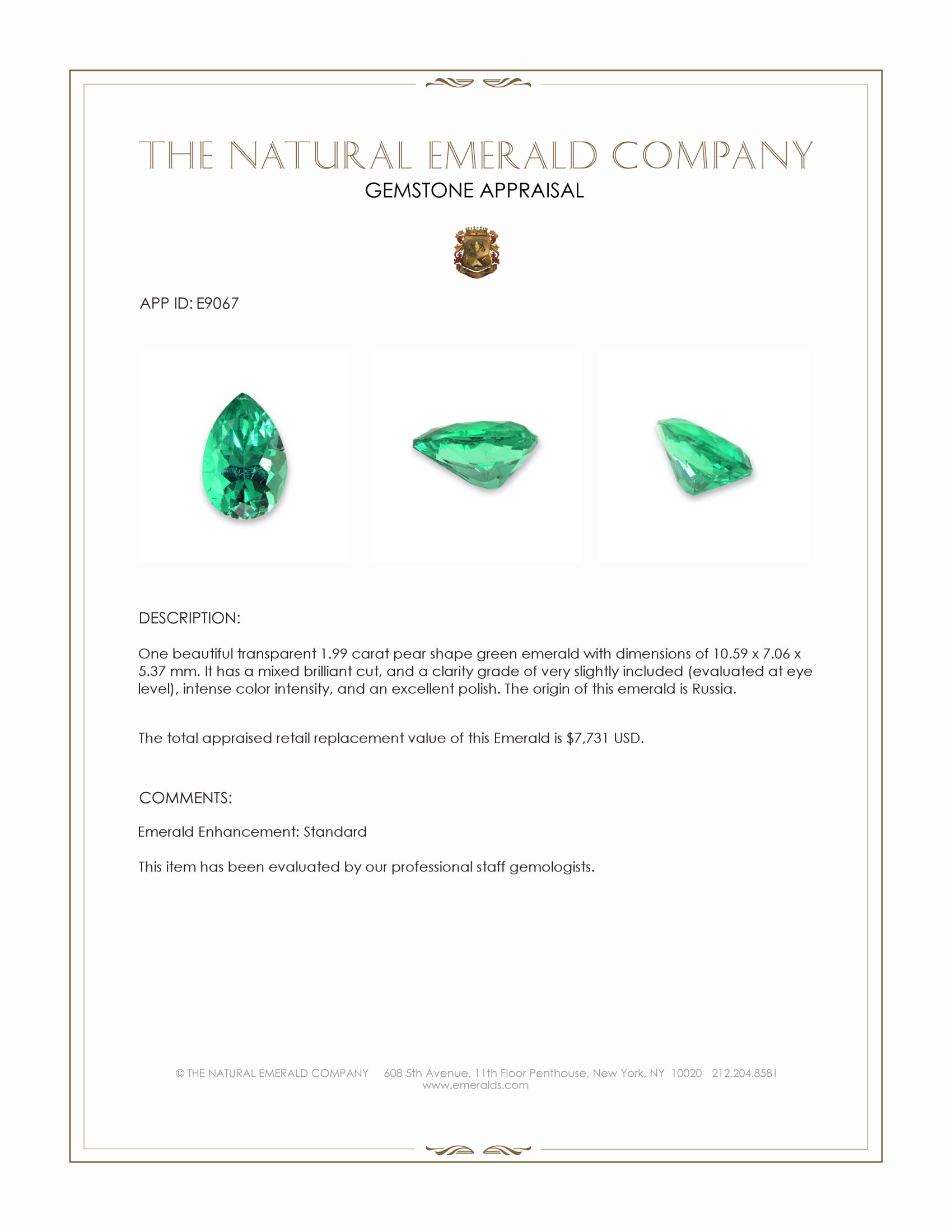 1.99 Ct. Emerald from Russia