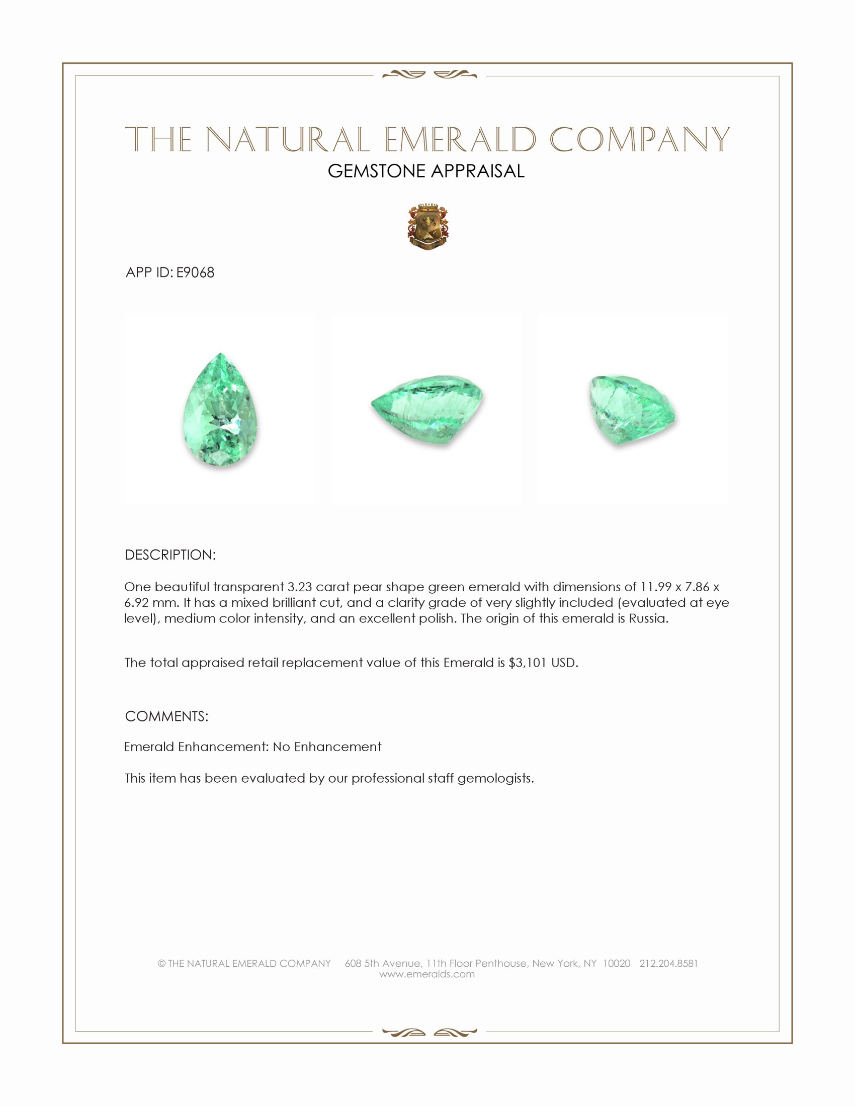 3.23 Ct. Emerald from Russia