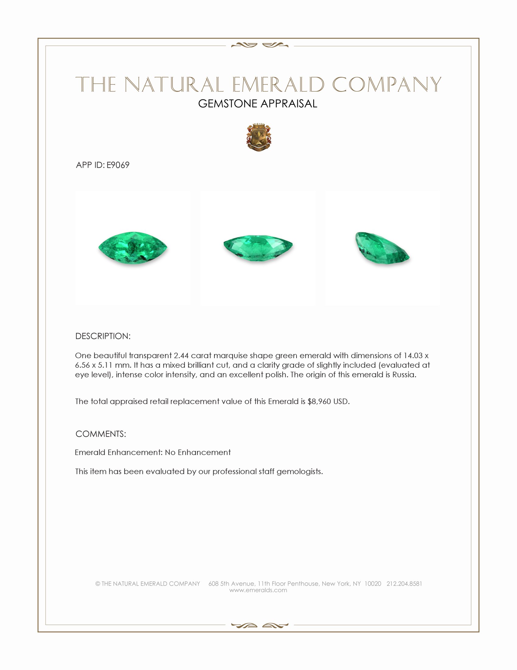 2.44 Ct. Emerald from Russia