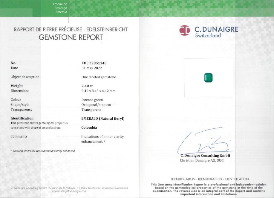 2.40 Ct. Emerald from Colombia