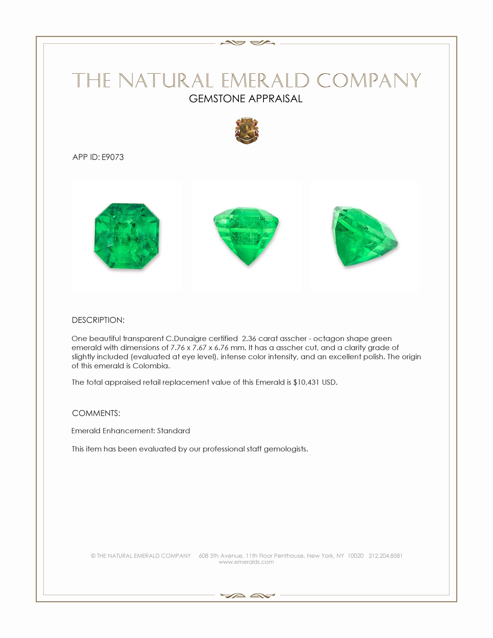 2.36 Ct. Emerald from Colombia
