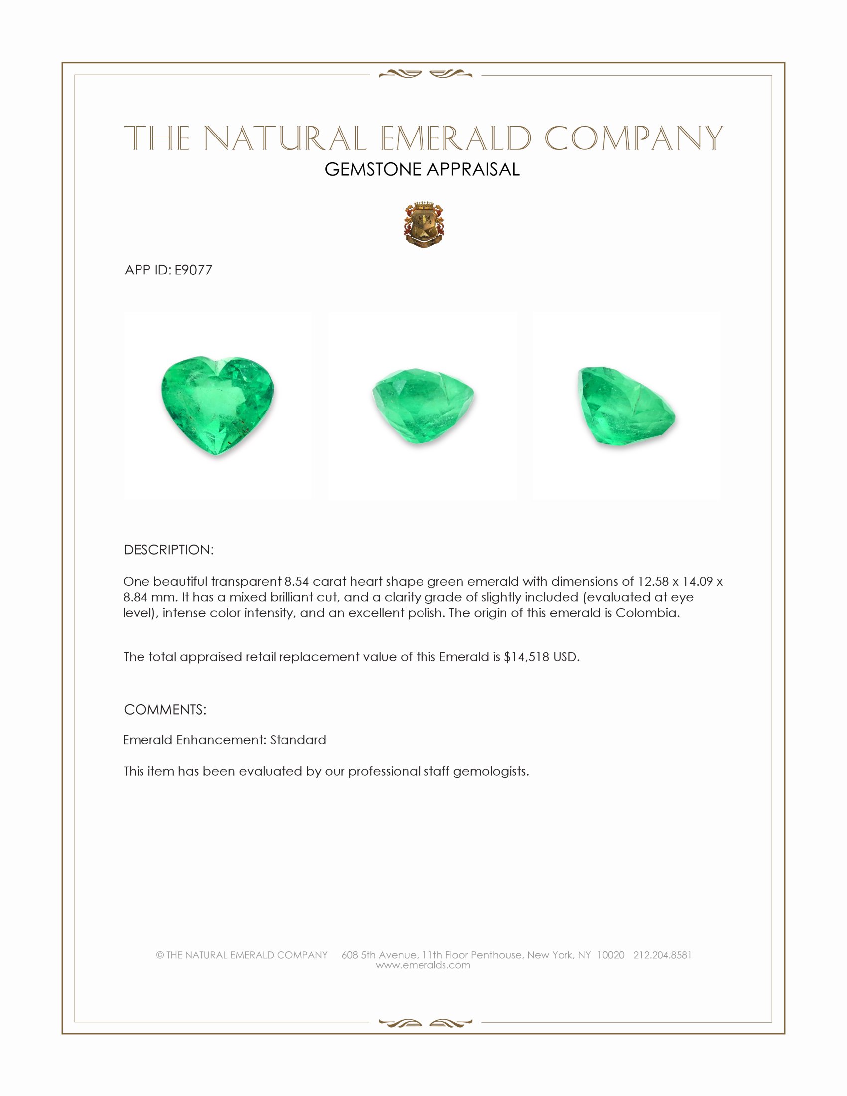 8.54 Ct. Emerald from Colombia