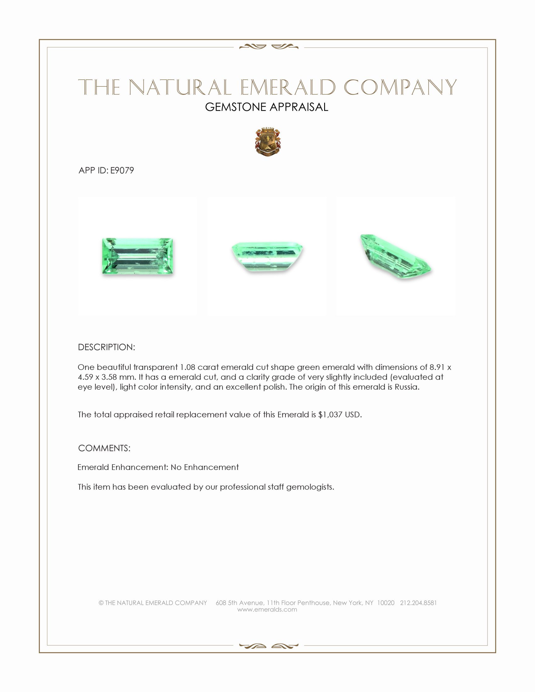 1.08 Ct. Emerald from Russia
