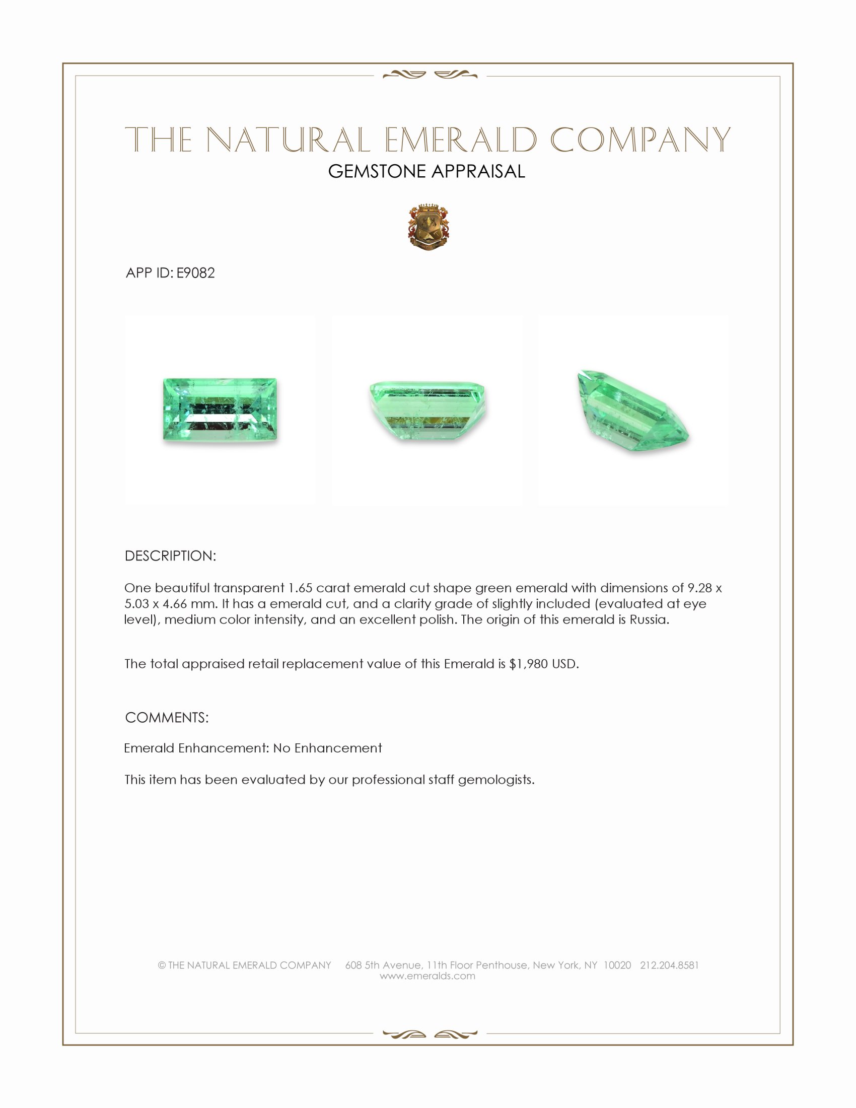 1.65 Ct. Emerald from Russia