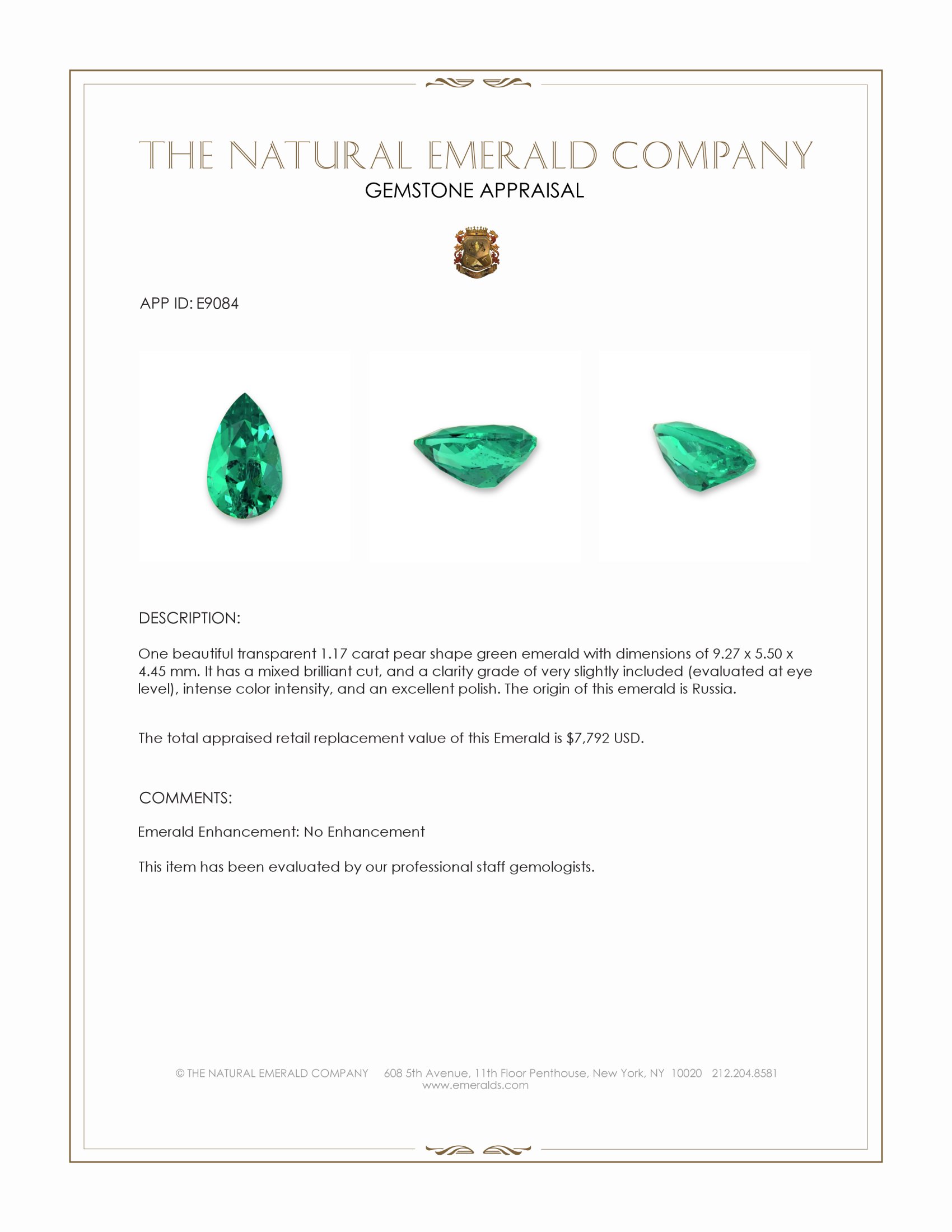 1.17 Ct. Emerald from Russia