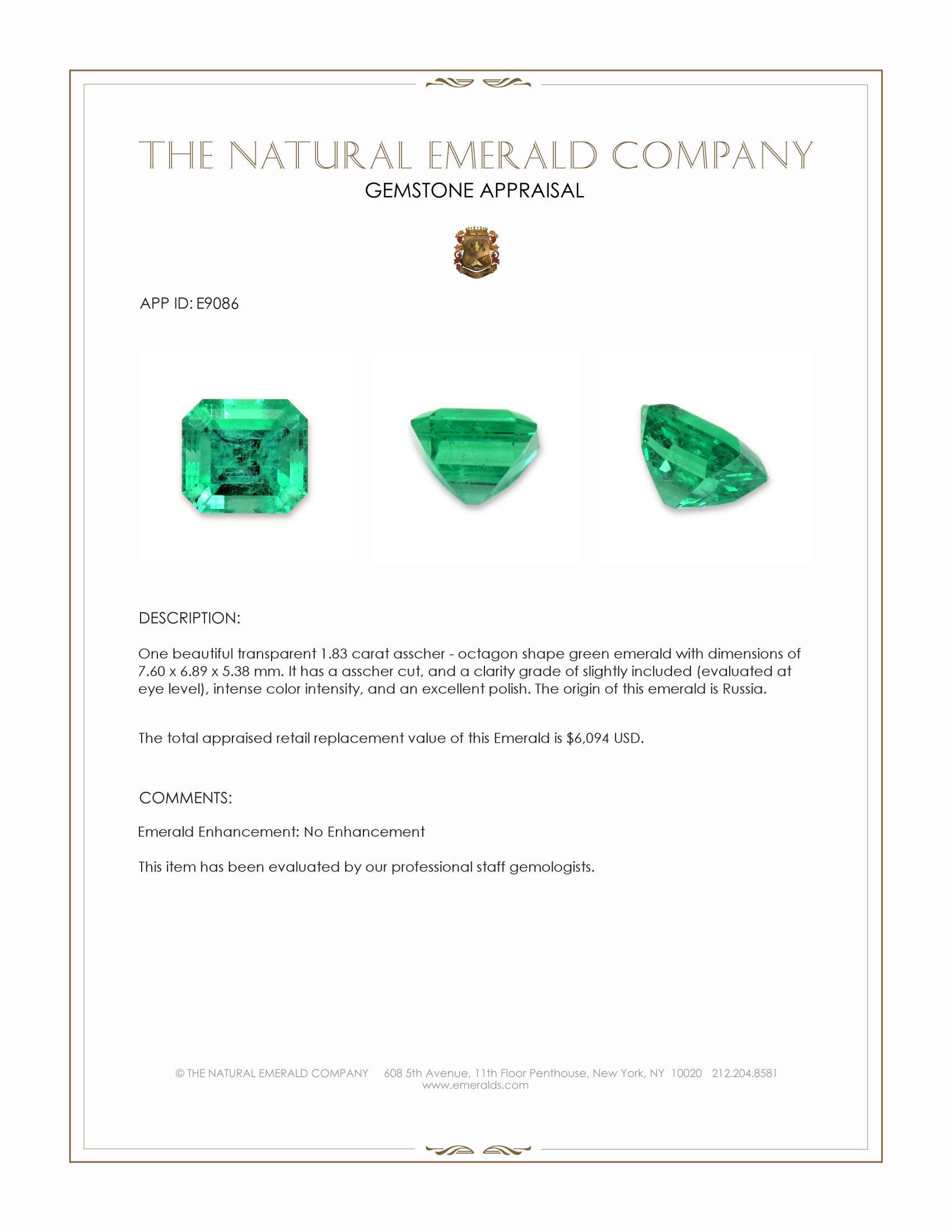 1.83 Ct. Emerald from Russia