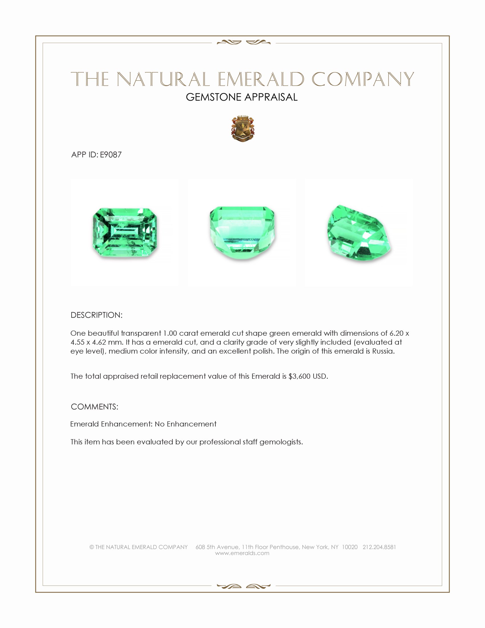 1.00 Ct. Emerald from Russia