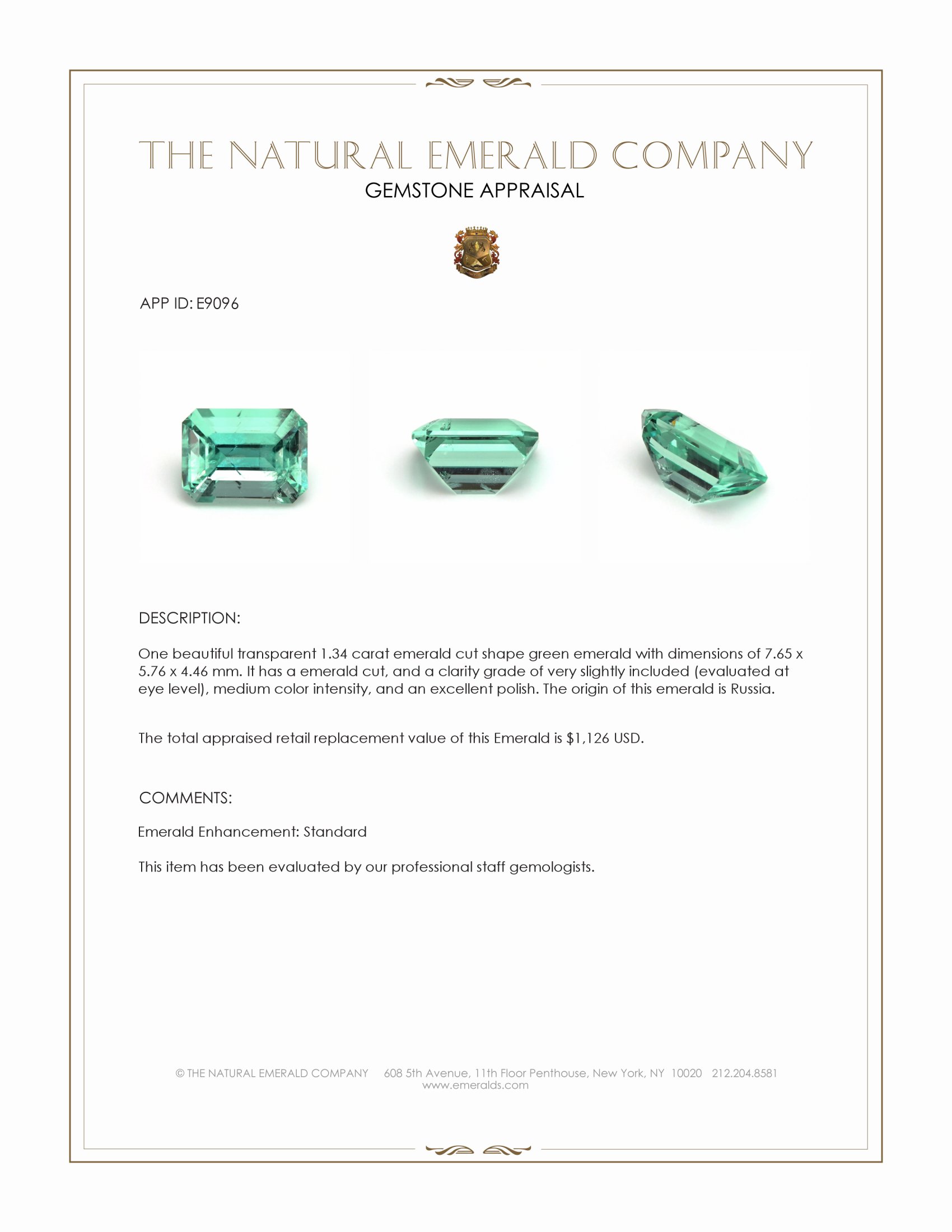 1.34 Ct. Emerald from Russia
