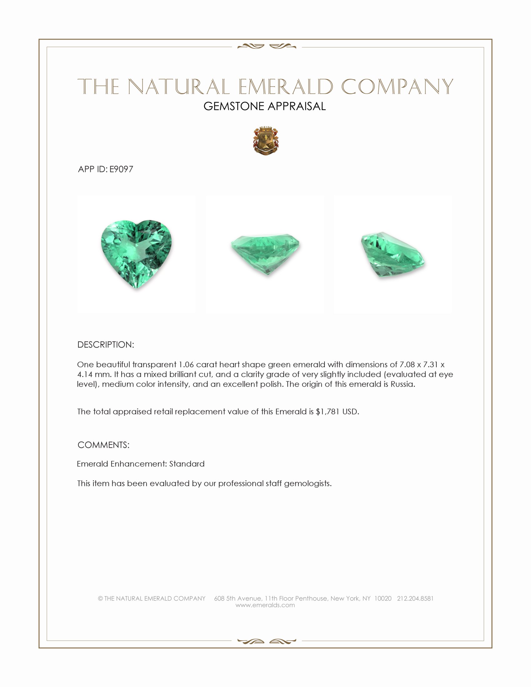 1.06 Ct. Emerald from Russia