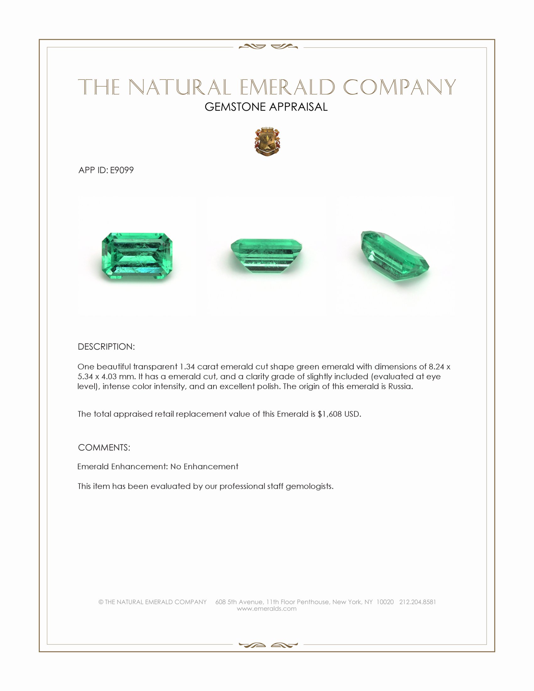 1.34 Ct. Emerald from Russia