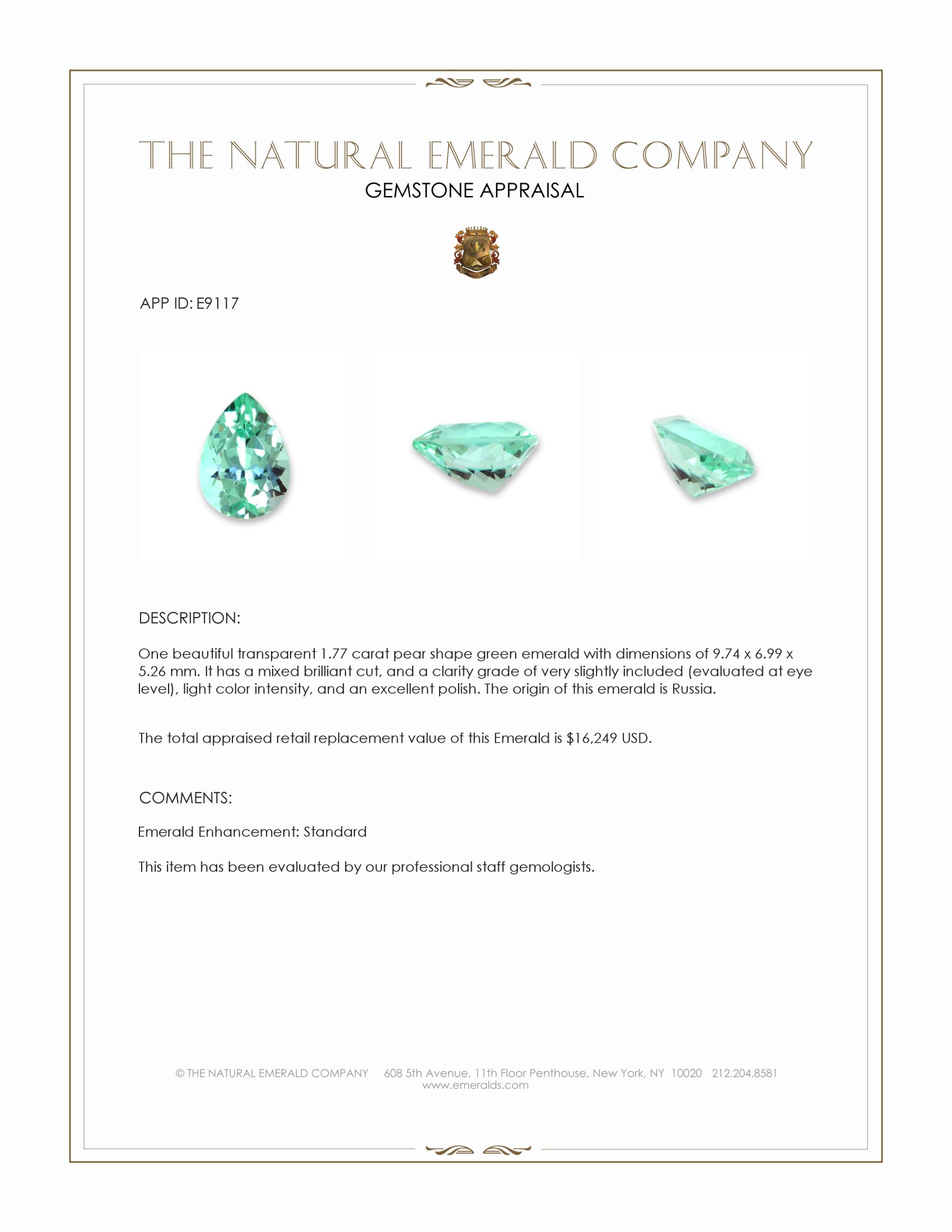 1.77 Ct. Emerald from Russia