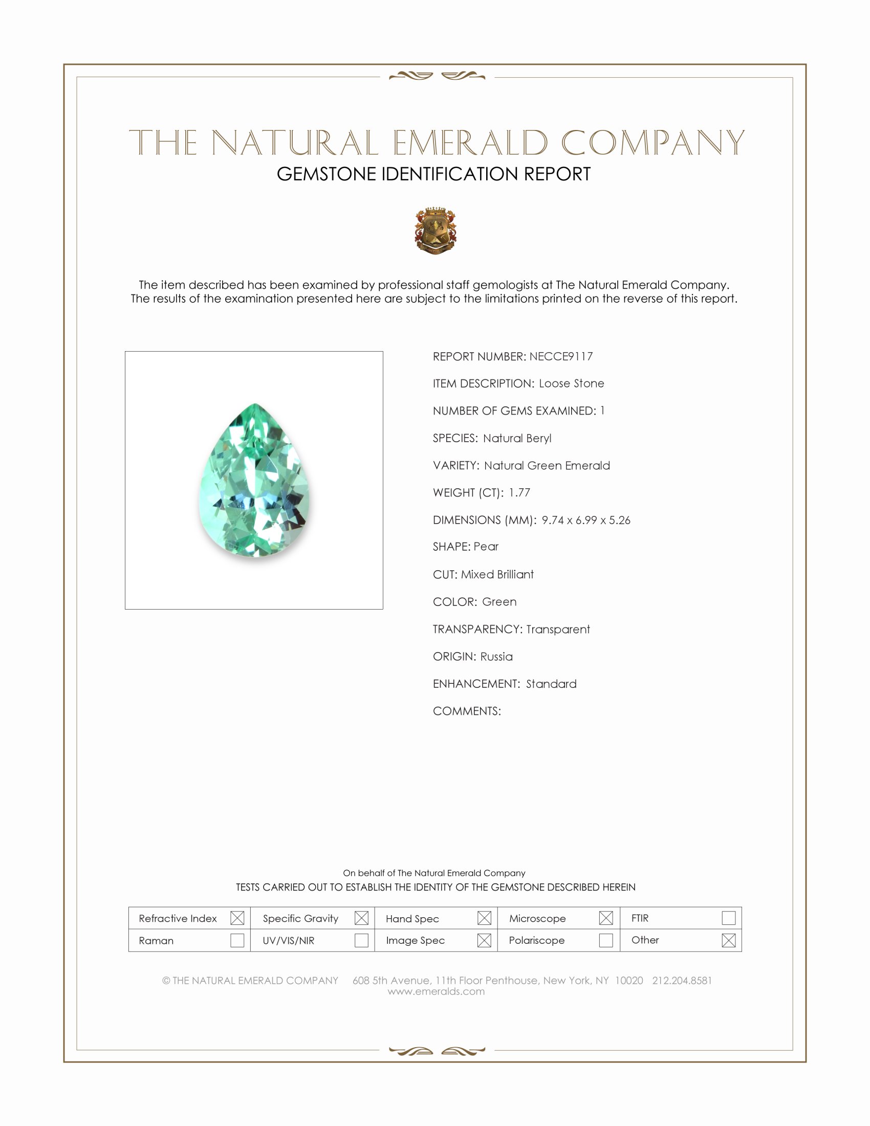 1.77 Ct. Emerald from Russia
