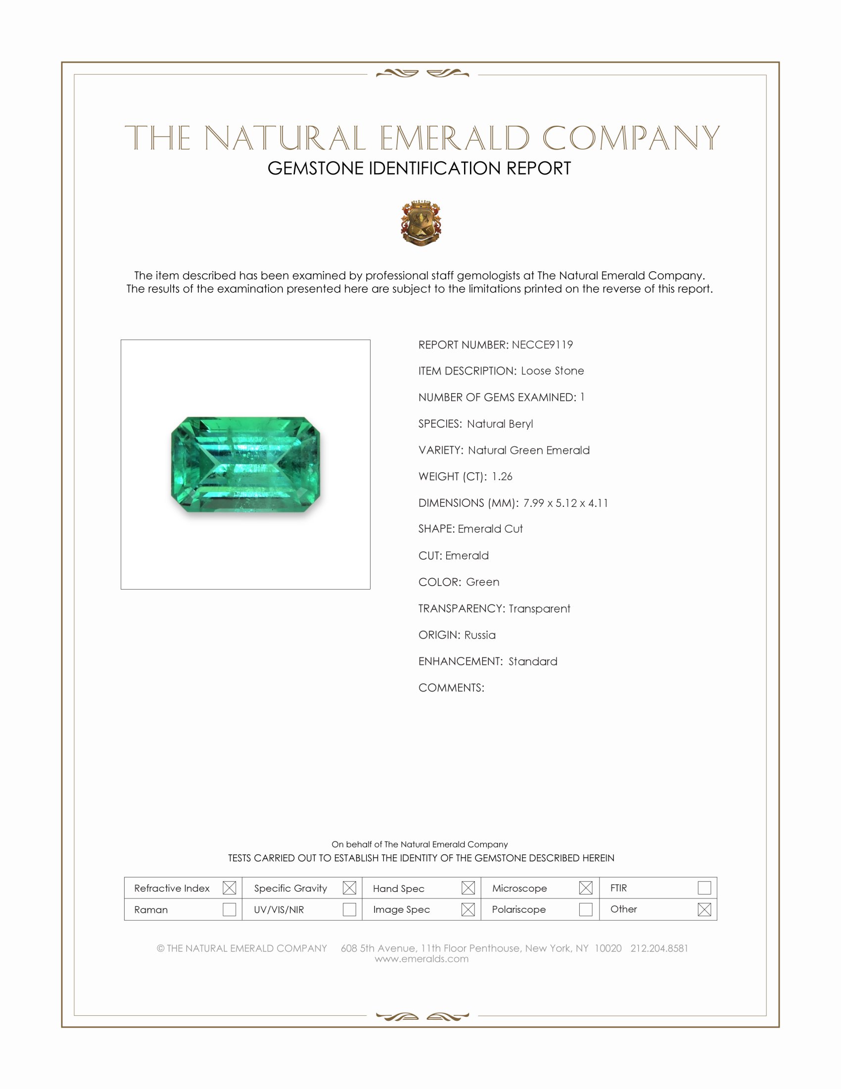 1.26 Ct. Emerald from Russia