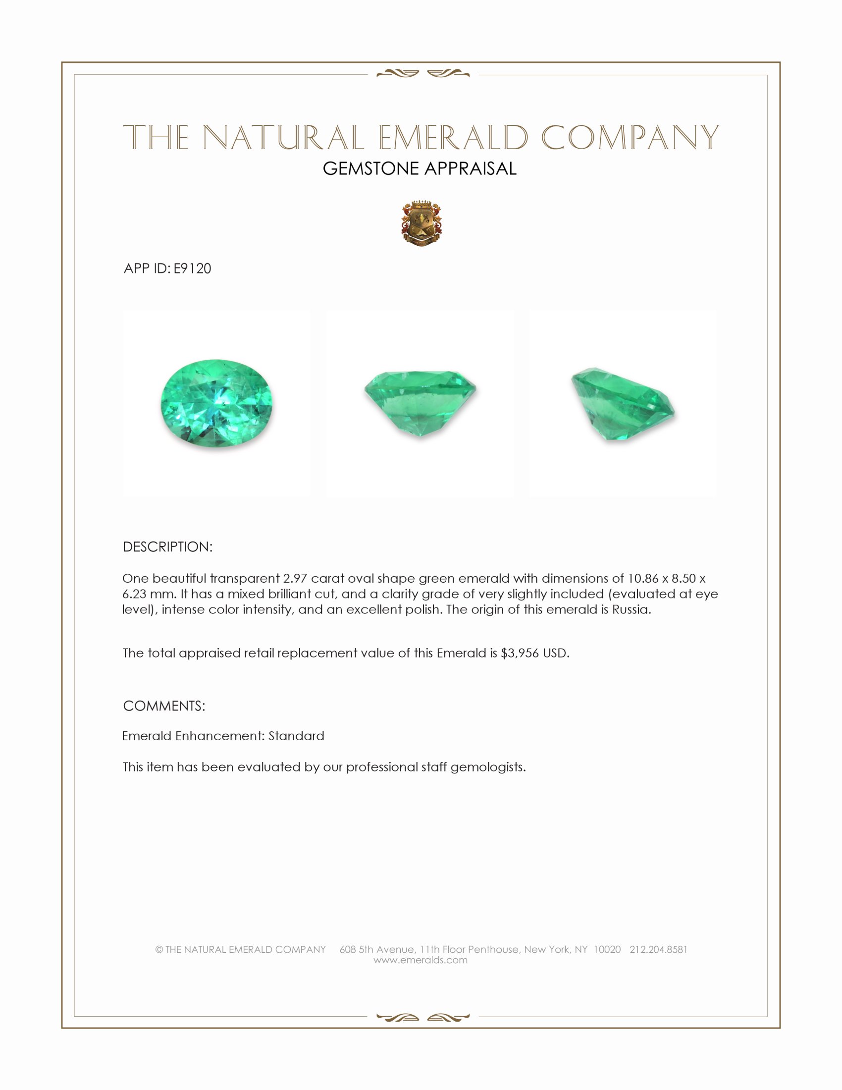 2.97 Ct. Emerald from Russia