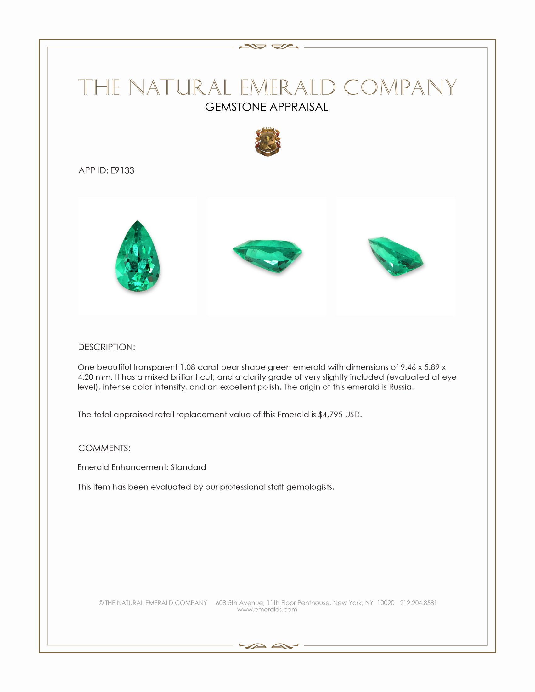1.08 Ct. Emerald from Russia