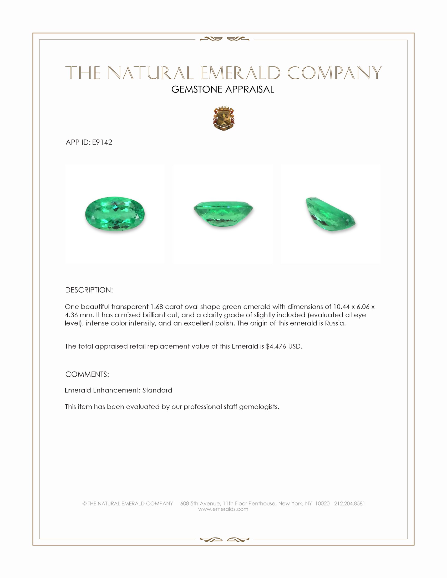 1.68 Ct. Emerald from Russia