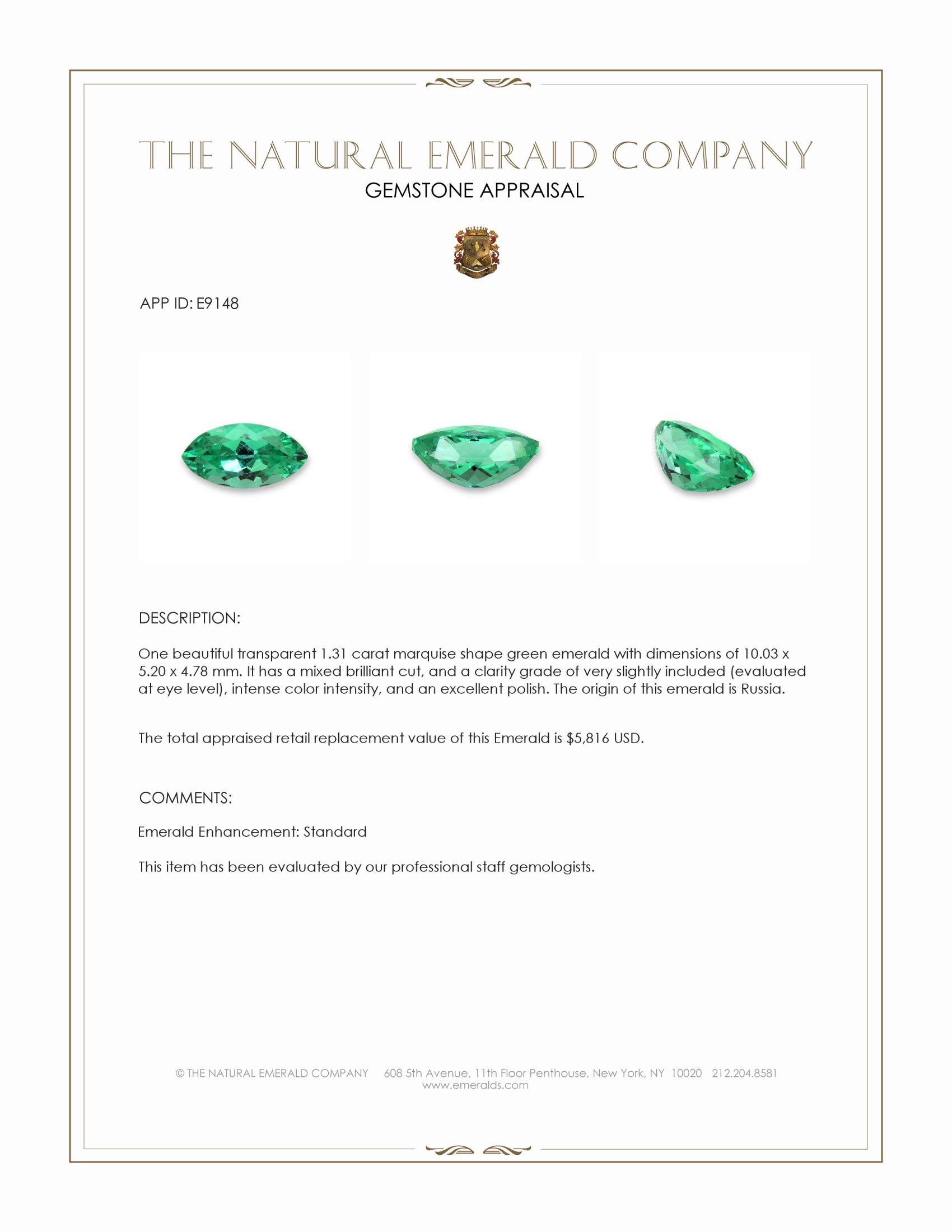 1.31 Ct. Emerald from Russia