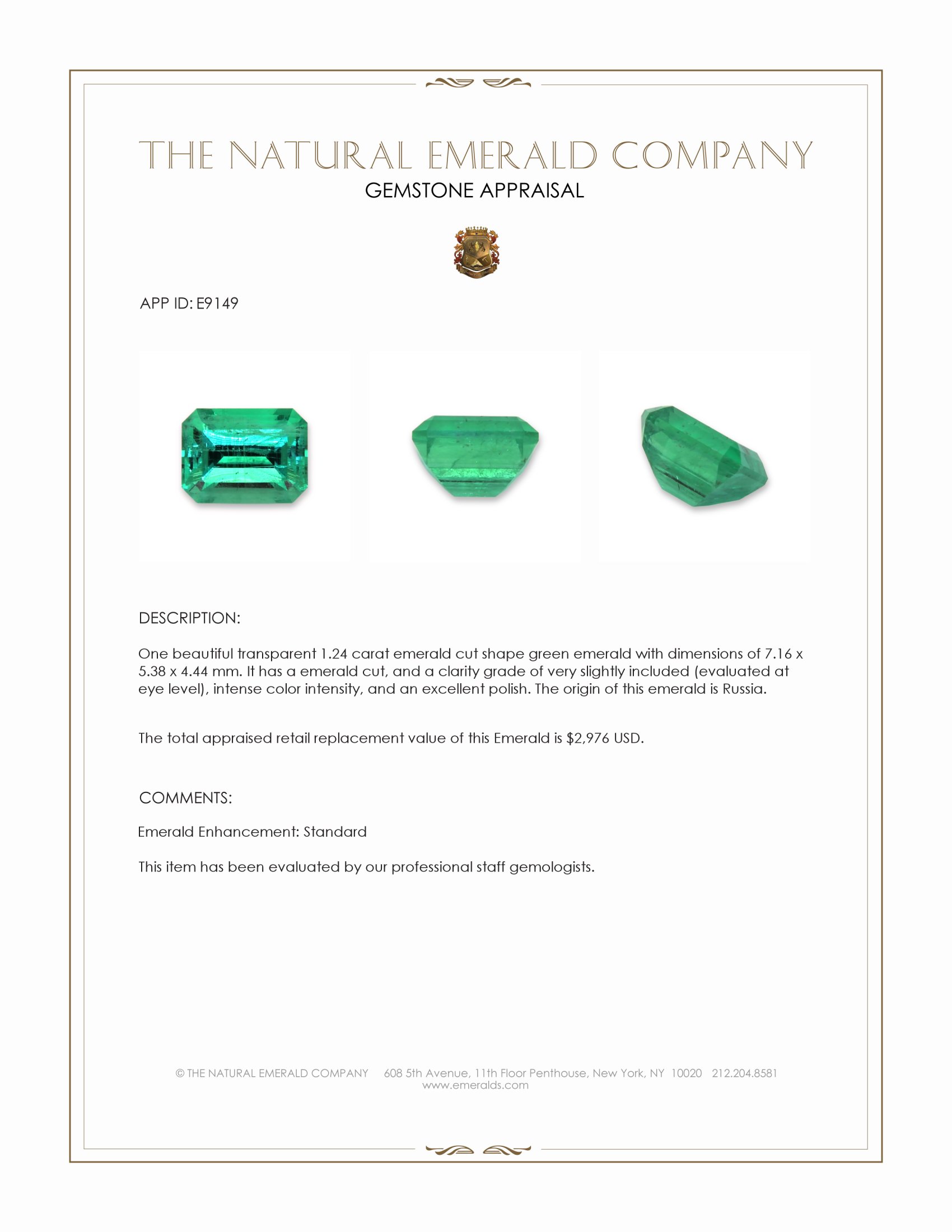 1.24 Ct. Emerald from Russia