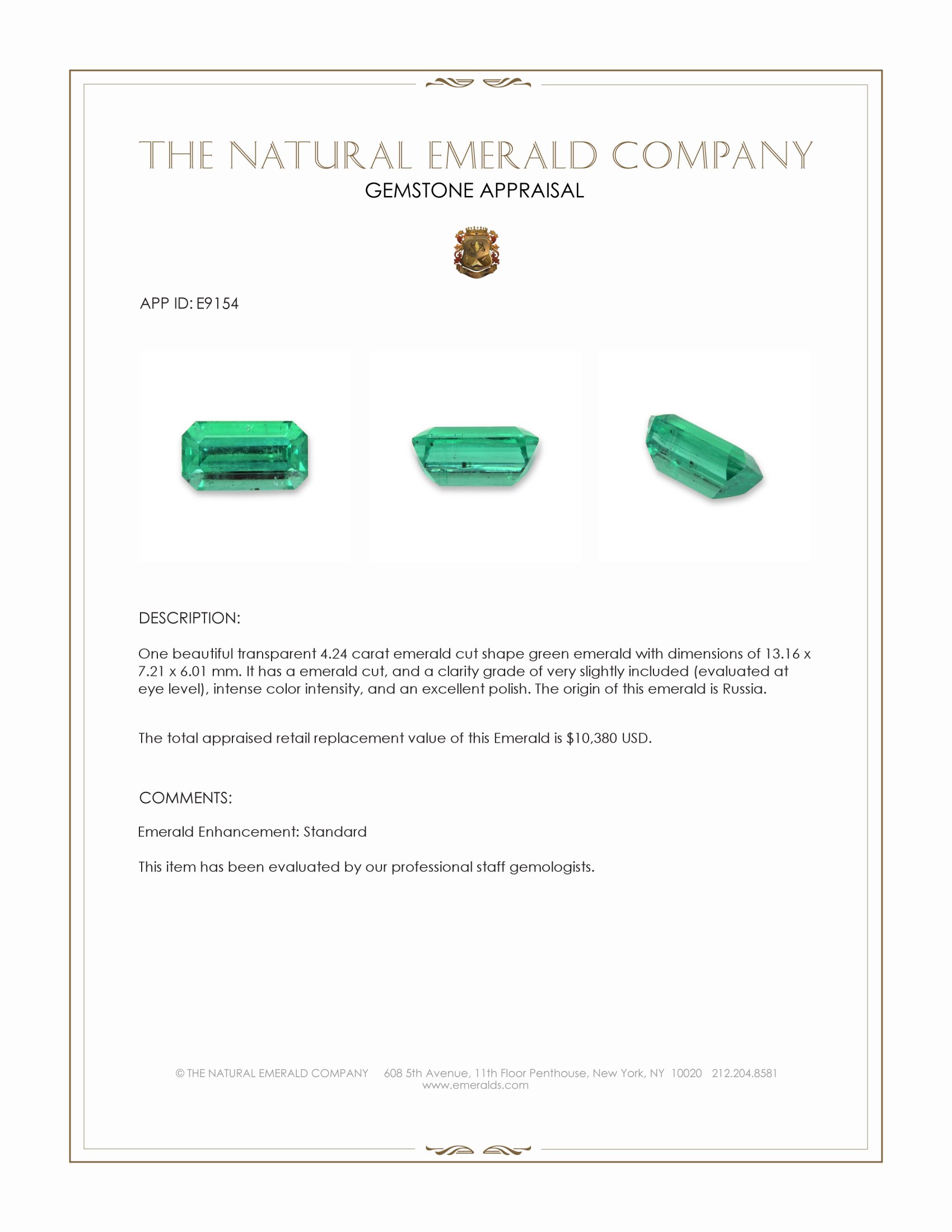 4.24 Ct. Emerald from Russia