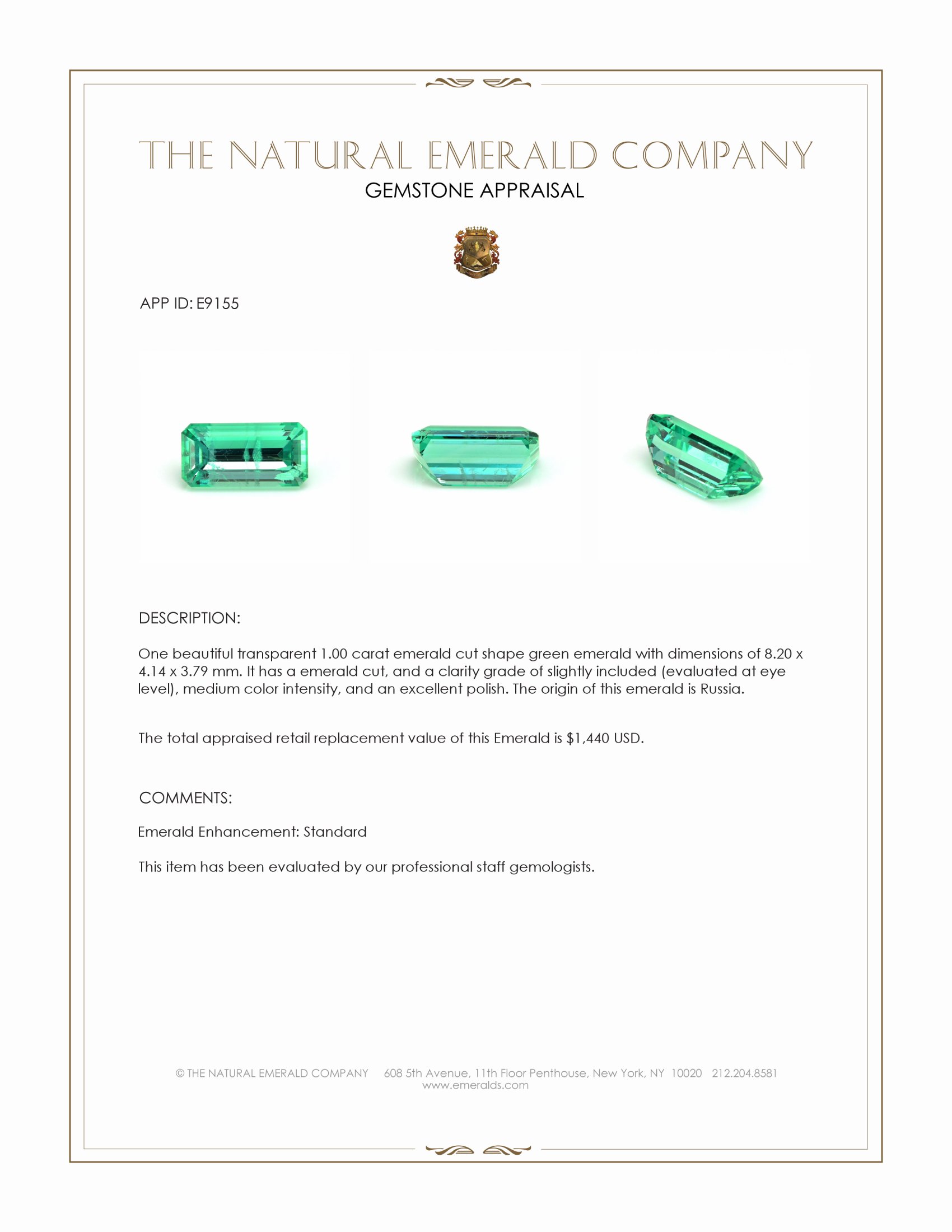 1.00 Ct. Emerald from Russia