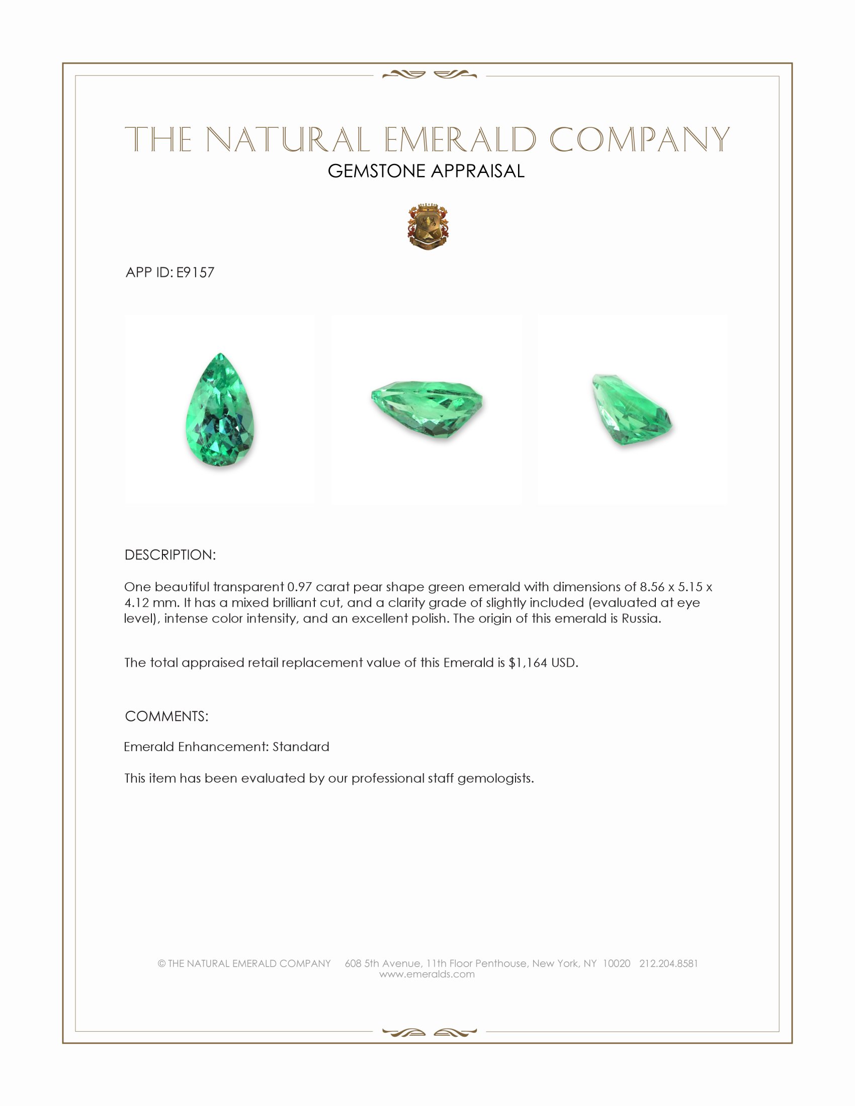 0.97 Ct. Emerald from Russia
