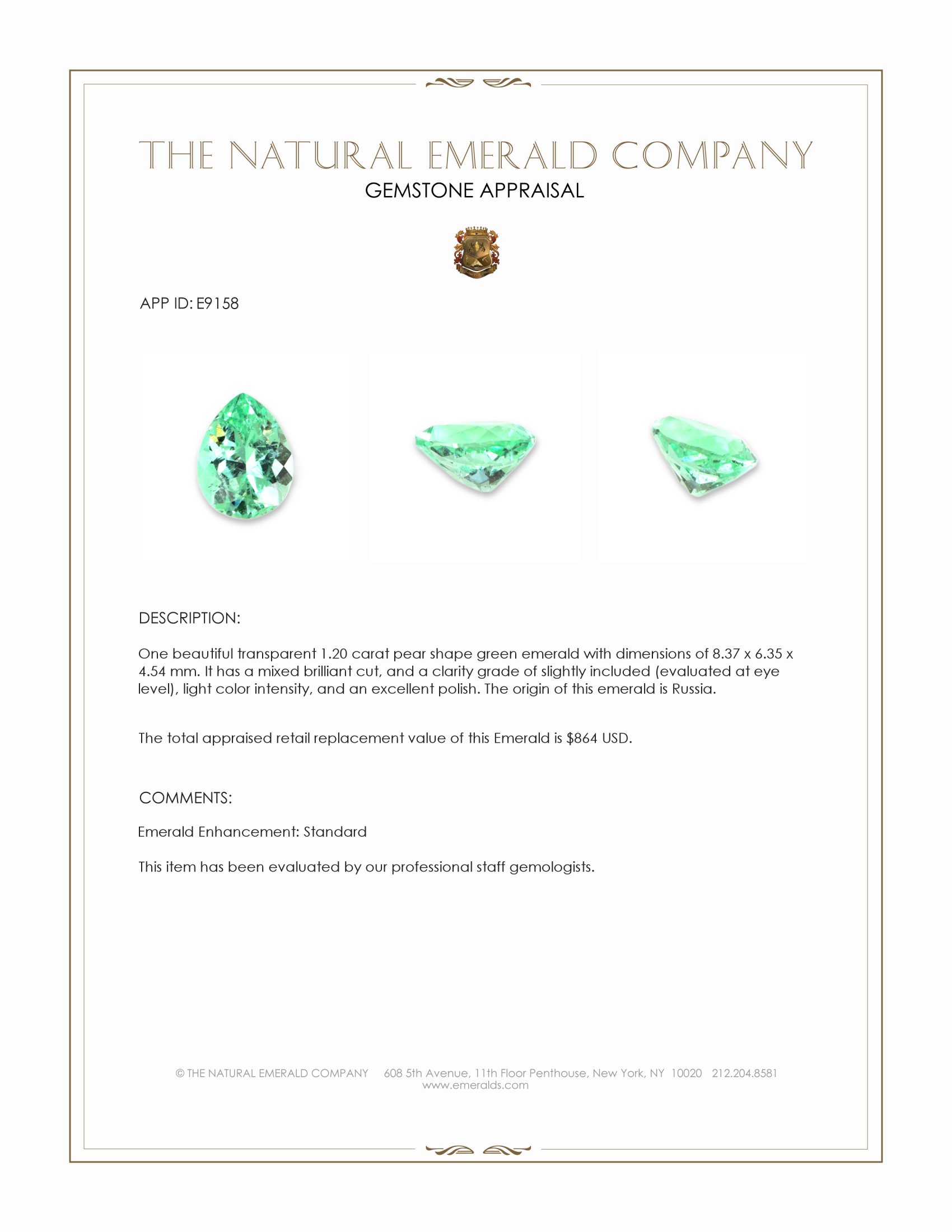 1.20 Ct. Emerald from Russia