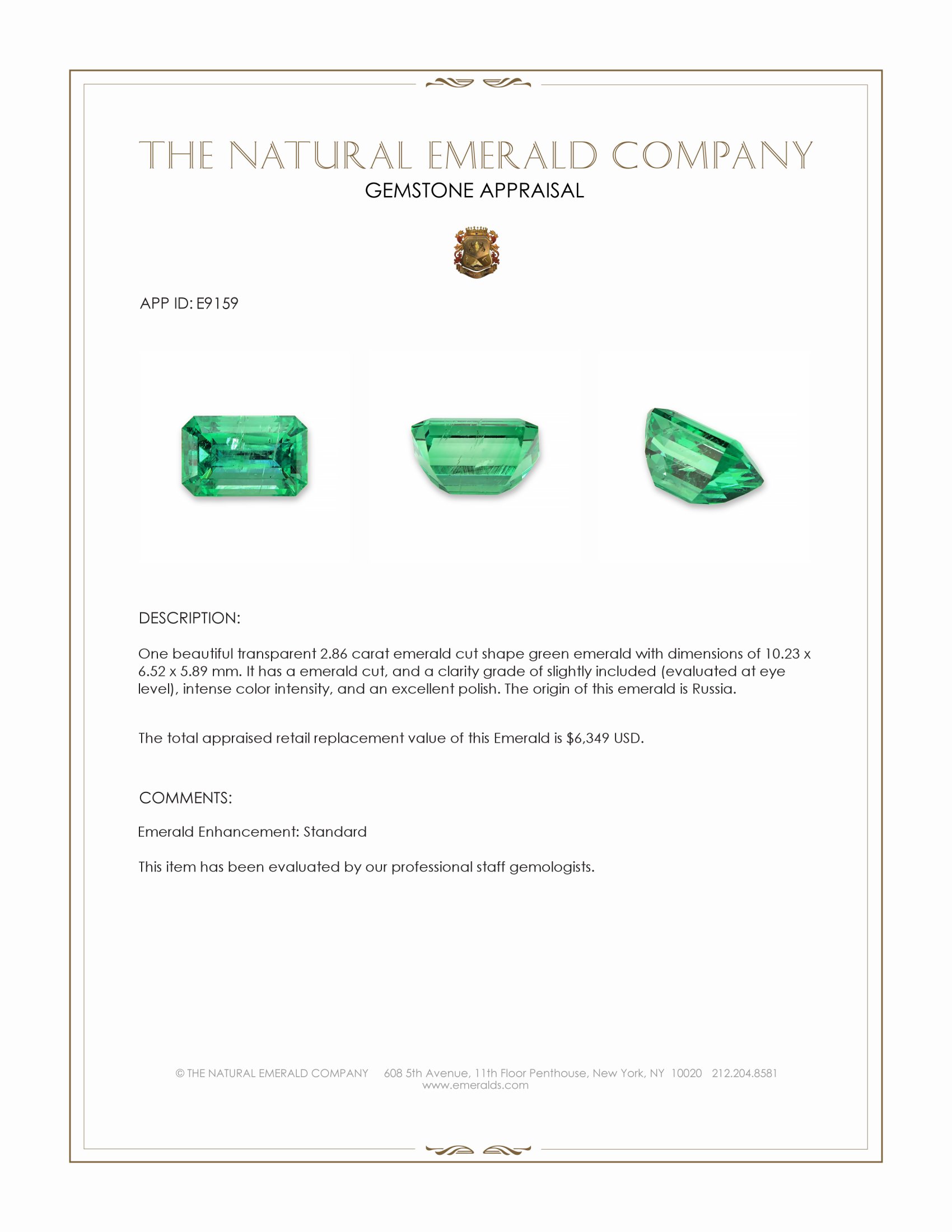 2.86 Ct. Emerald from Russia