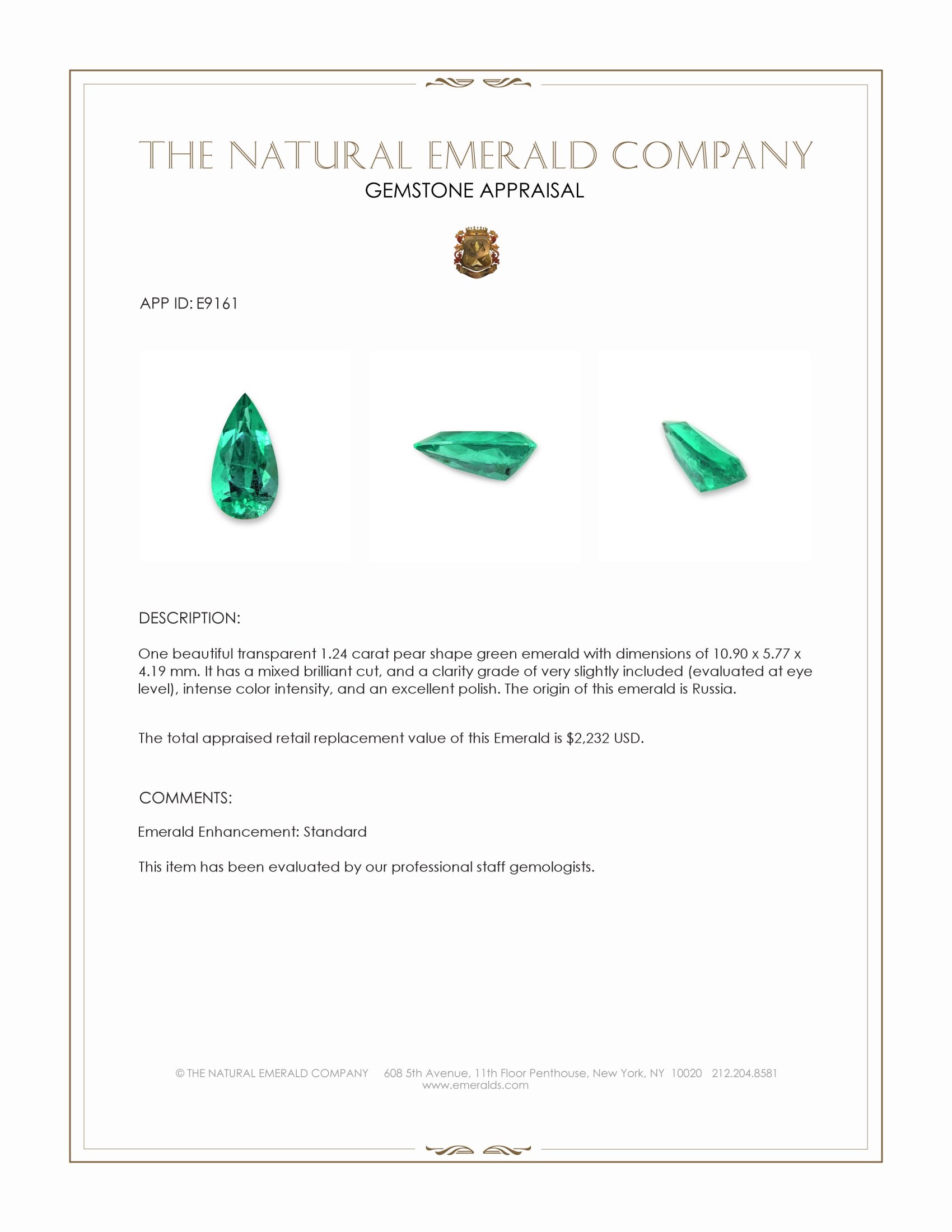 1.24 Ct. Emerald from Russia