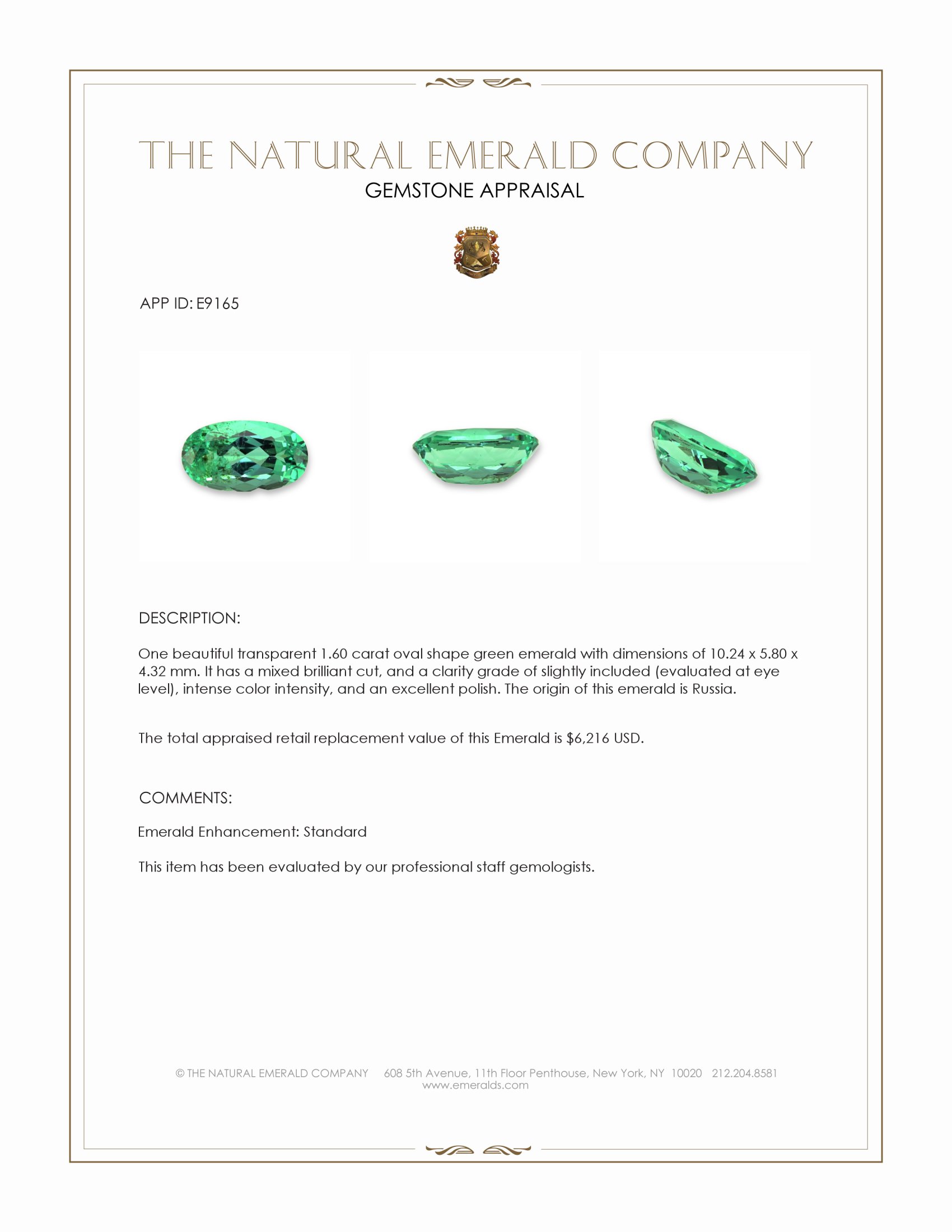 1.60 Ct. Emerald from Russia