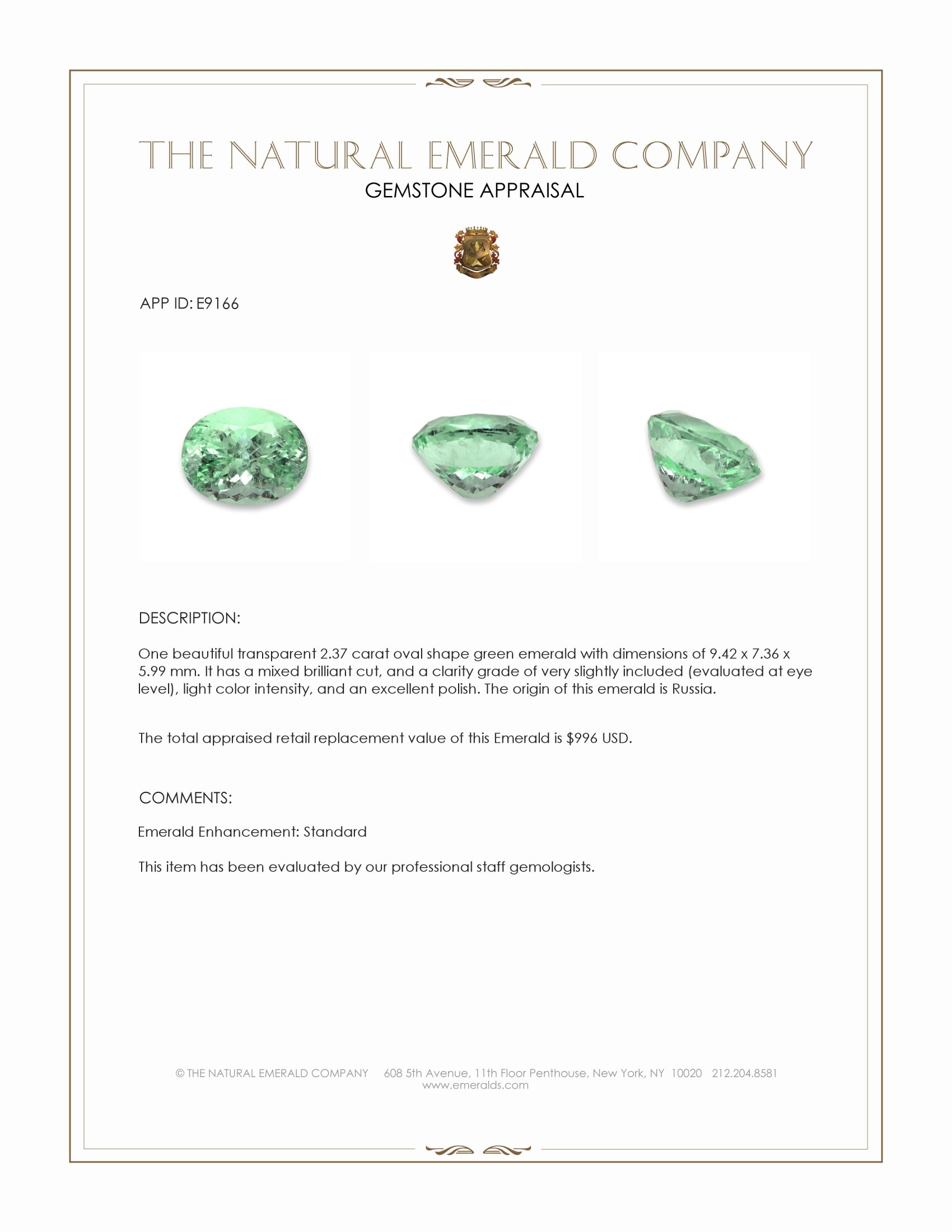 2.37 Ct. Emerald from Russia