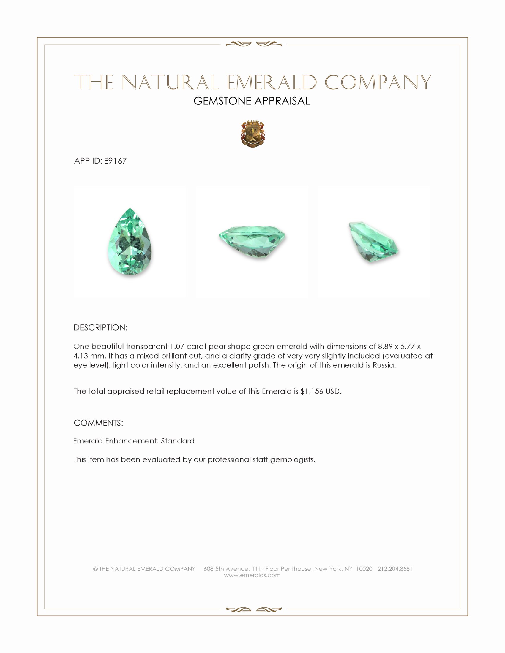 1.07 Ct. Emerald from Russia