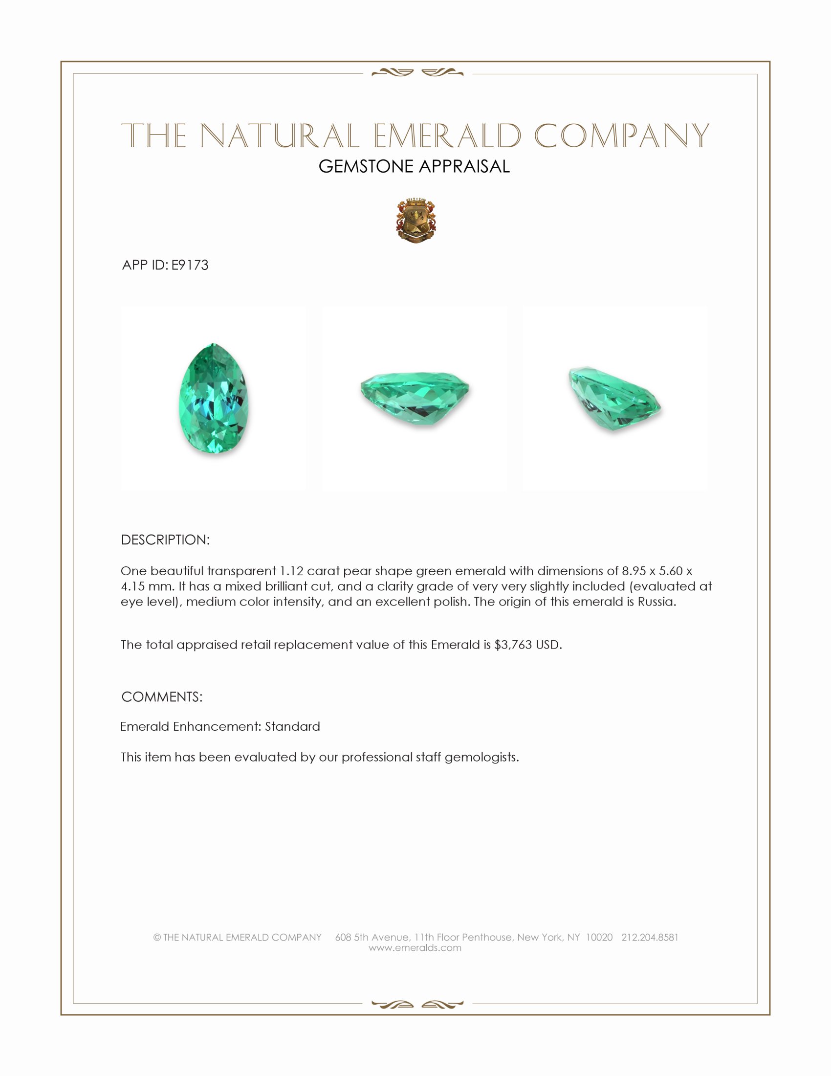 1.12 Ct. Emerald from Russia