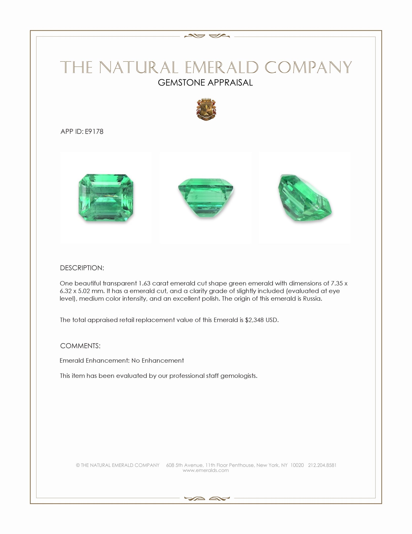 1.63 Ct. Emerald from Russia
